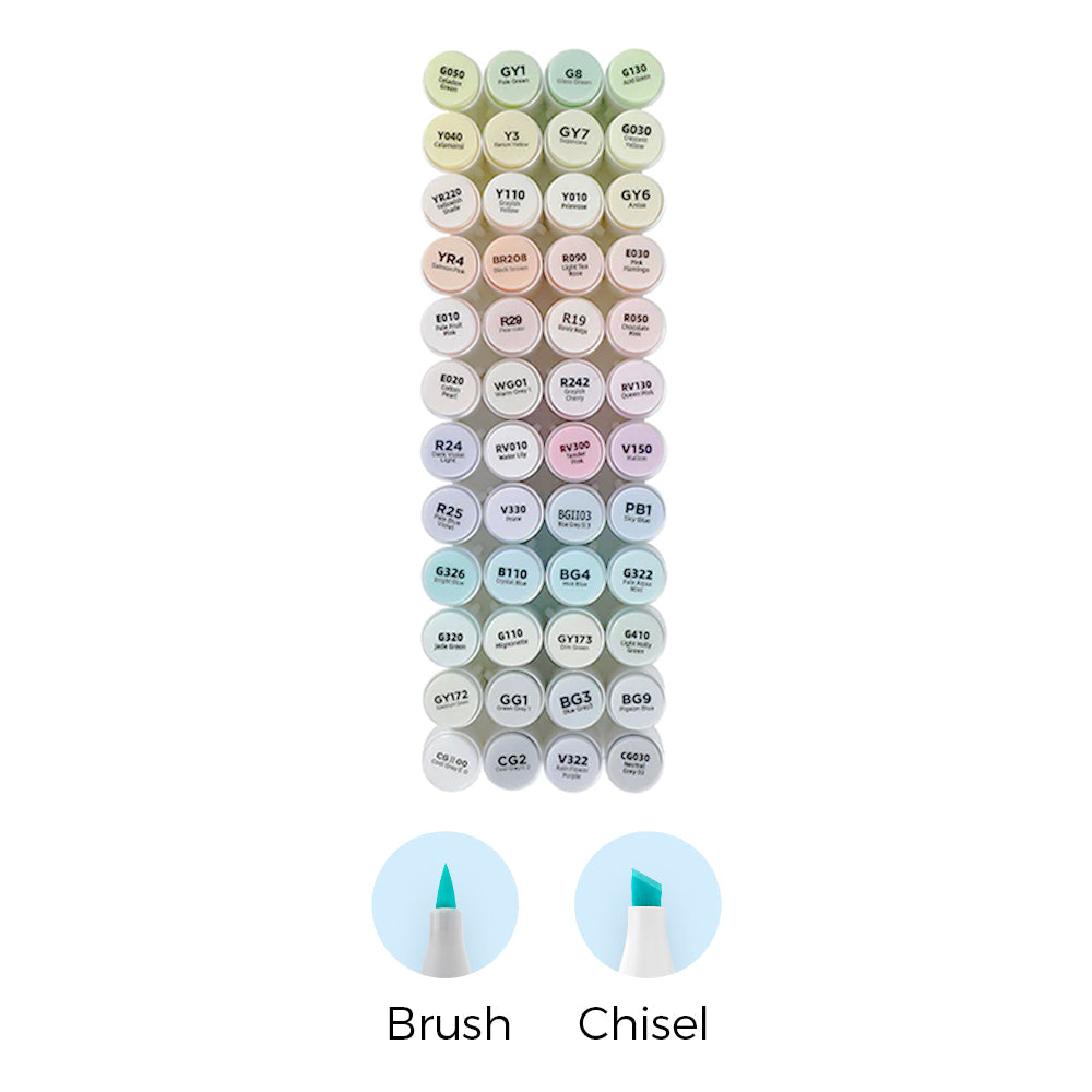 Ohuhu Honolulu New 48 Pastel Colors Dual Tips Alcohol Art Markers - Blossoming (Canada Domestic Shipping)