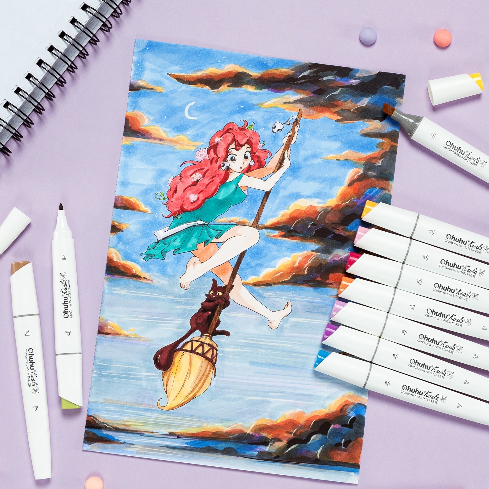 Ohuhu Kaala Five Tones Slim Broad and Fine Dual Tips Alcohol Art Markers
