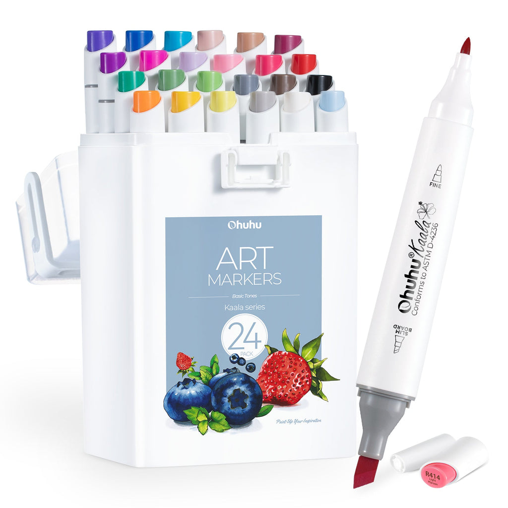 Ohuhu Kaala Four Tones Slim Broad and Fine Dual Tips Alcohol Art Markers (Europe Only)