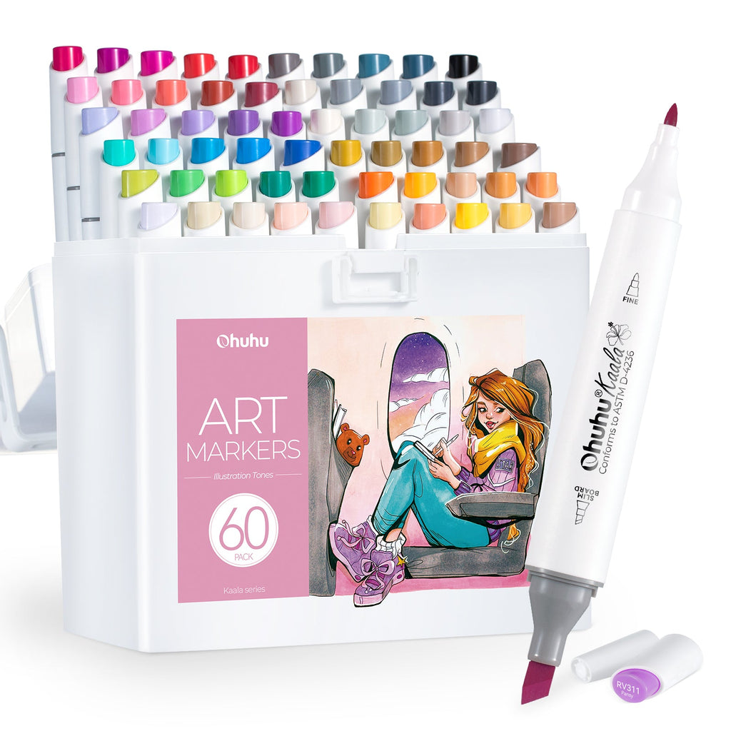 Ohuhu Kaala Four Tones Slim Broad and Fine Dual Tips Alcohol Art Markers (Canada Domestic Shipping)
