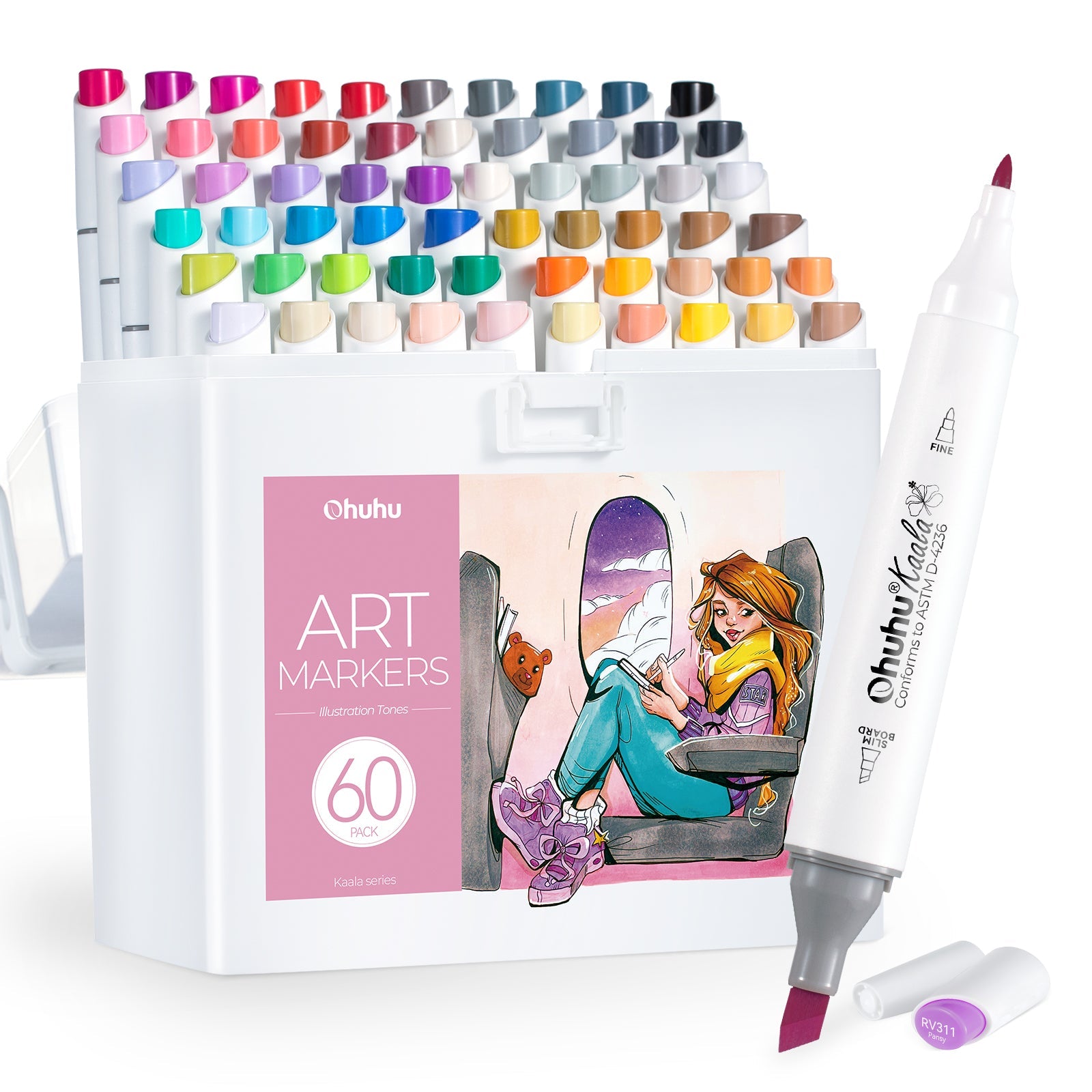 Ohuhu Kaala Four Tones Slim Broad and Fine Dual Tips Alcohol Art Markers (Canada Domestic Shipping)