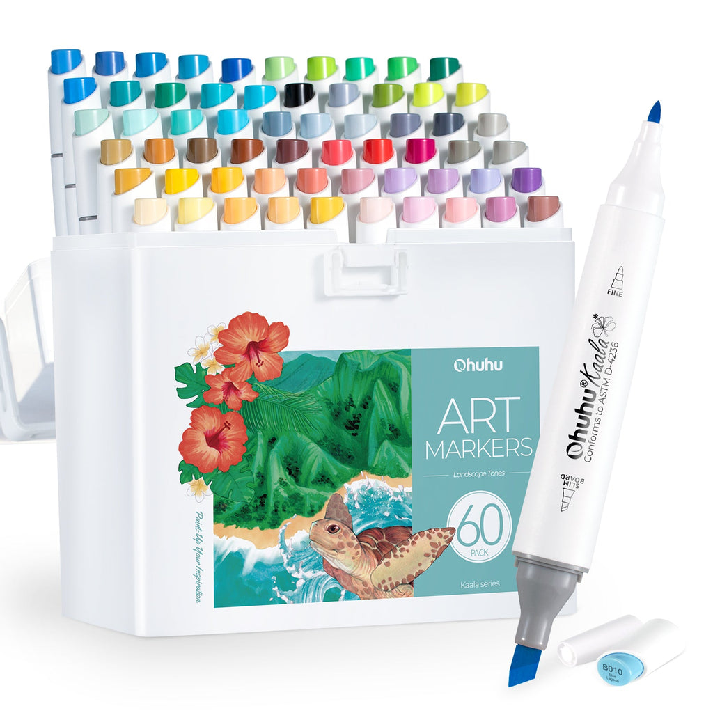 Ohuhu Kaala Four Tones Slim Broad and Fine Dual Tips Alcohol Art Markers (Europe Only)