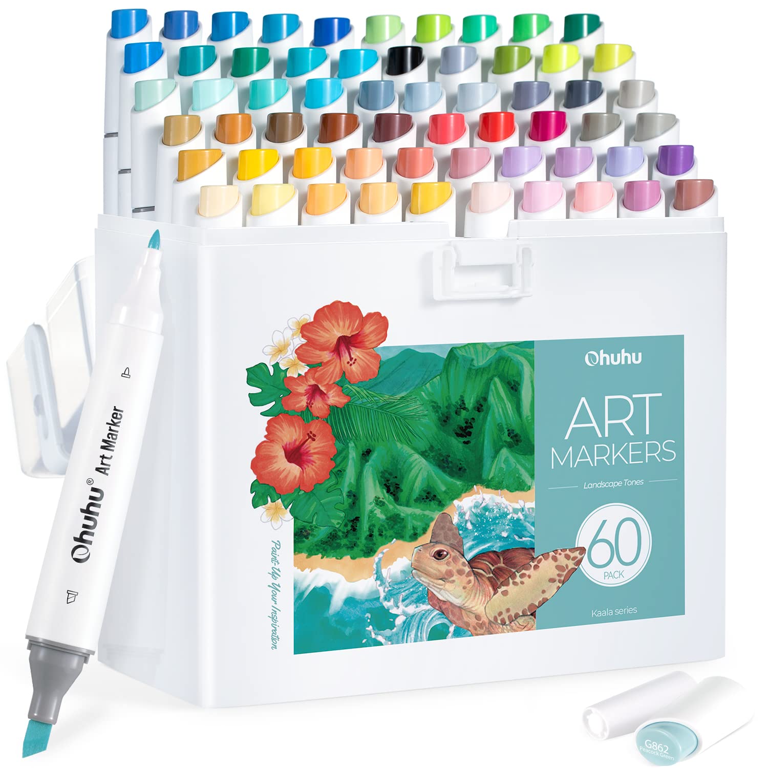 Ohuhu Kaala Dual Tips Alcohol Art Markers- 60 Colors Landscape Tone