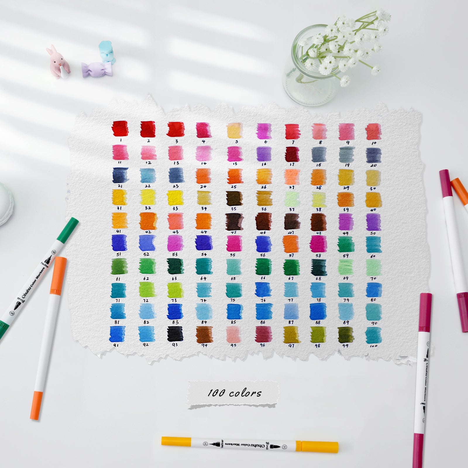 Ohuhu Maui 100 Colors Dual Tips Water Based Art Markers, Brush & Fineliner (Australia Domestic Shipping)