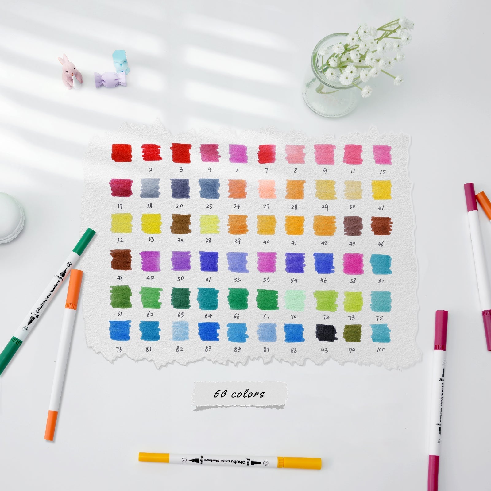 Ohuhu Maui 60 Colors Dual Tips Water Based Art Markers, Brush & Fineliner (Australia Domestic Shipping)
