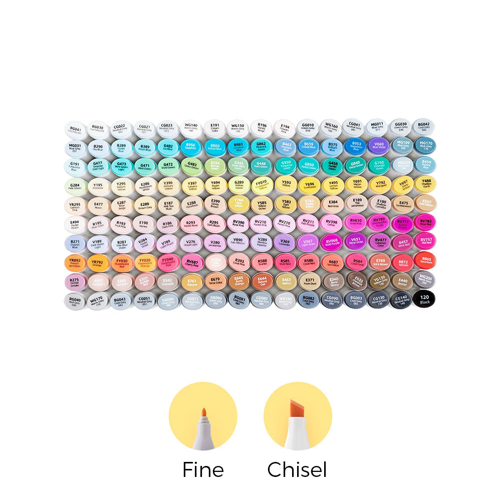 Ohuhu Oahu 160 Colors Dual Tips Alcohol Art Markers, Fine & Chisel (Mexico Domestic Shipping)