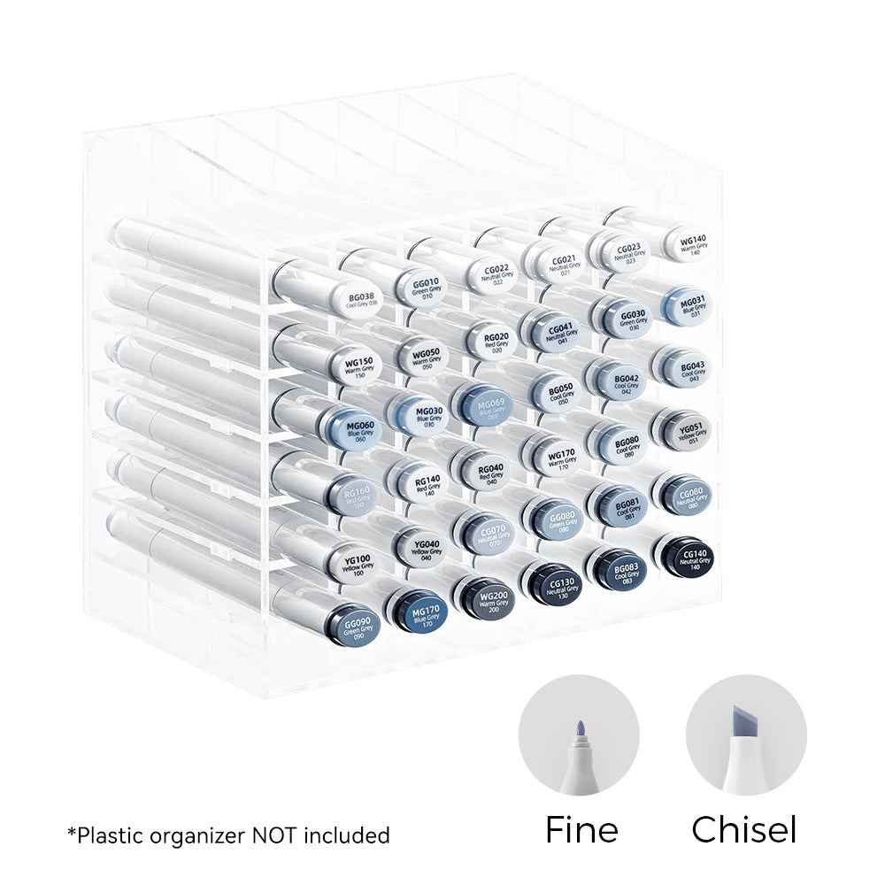 Ohuhu Oahu 36 Gray Tone Colors Dual Tips Alcohol Art Markers Set, Fine & Chisel (Europe Only)