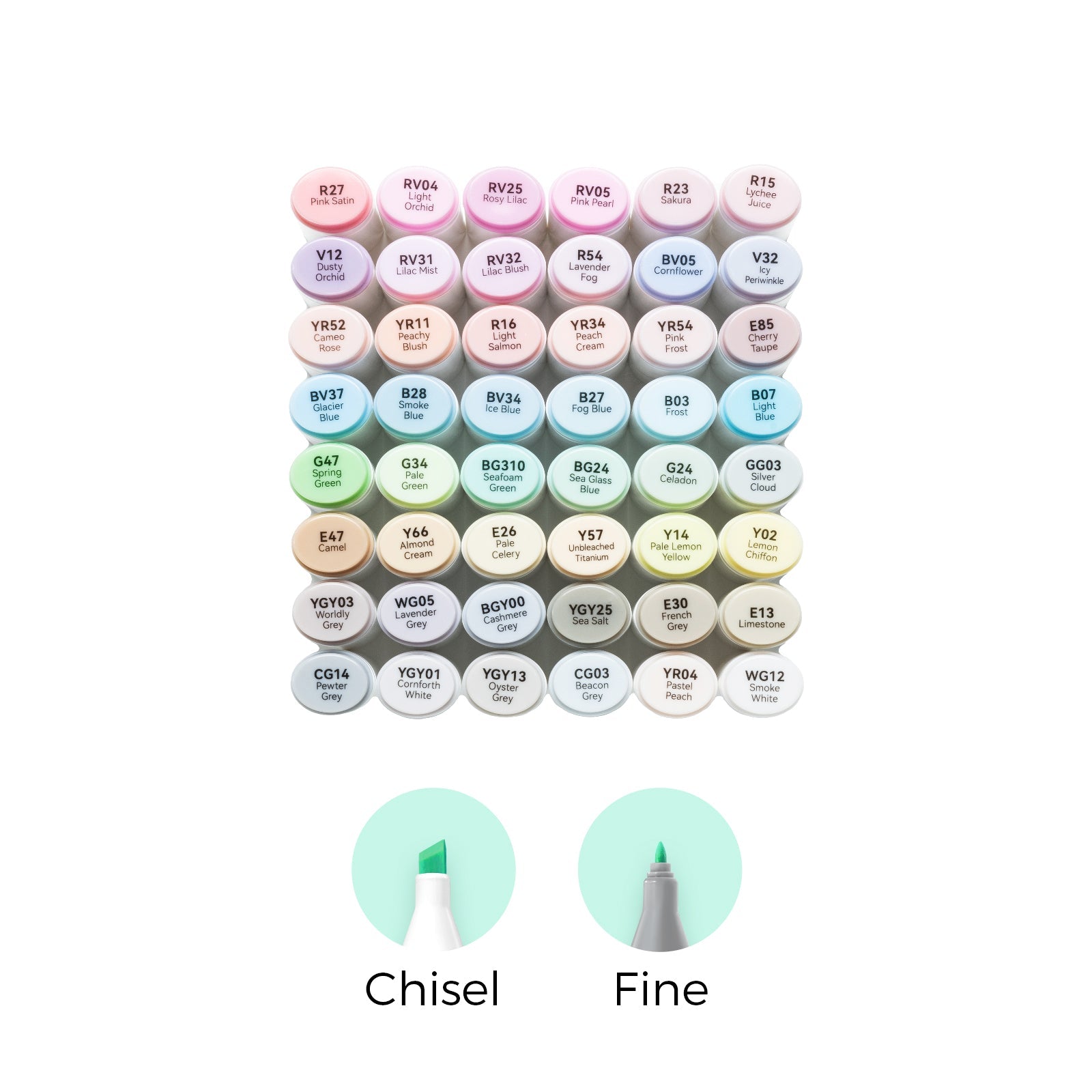 Ohuhu Oahu 48 Pastel Colors Dual Tips Alcohol Art Markers, Fine & Chisel (US Exclusive)