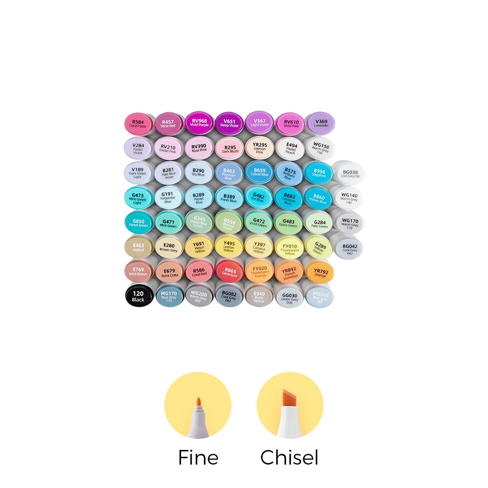 Ohuhu Oahu 60 Colors Dual Tips Alcohol Art Markers, Fine & Chisel (Europe Only)