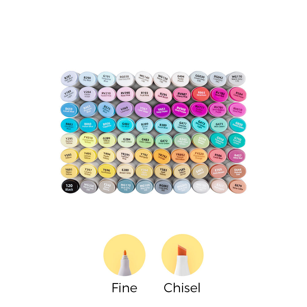 Ohuhu Oahu 80 Colors Dual Tips Alcohol Art Markers, Fine & Chisel