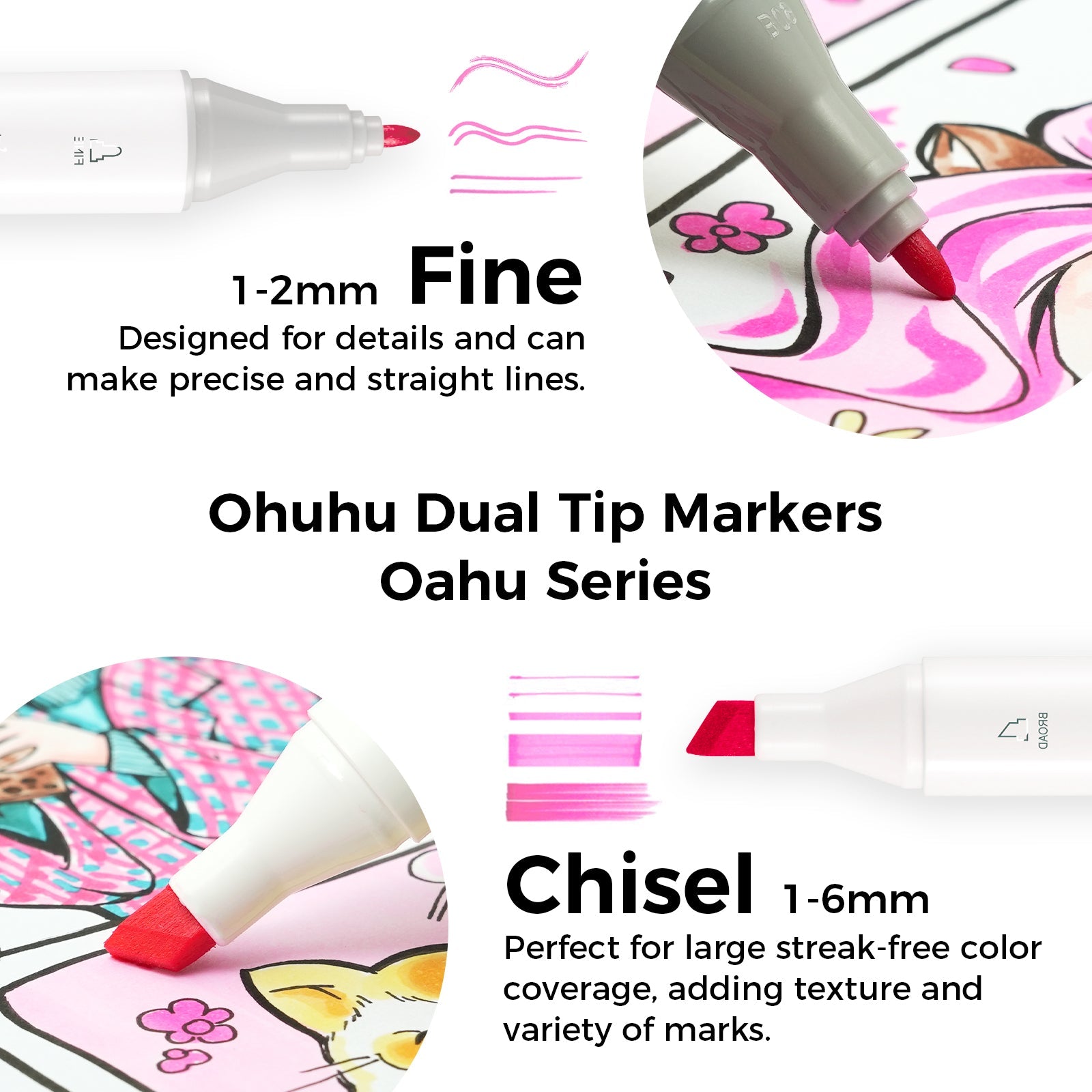 Ohuhu Oahu New 120 Colors Dual Tips Alcohol Art Markers, Fine & Chisel (Europe Only)