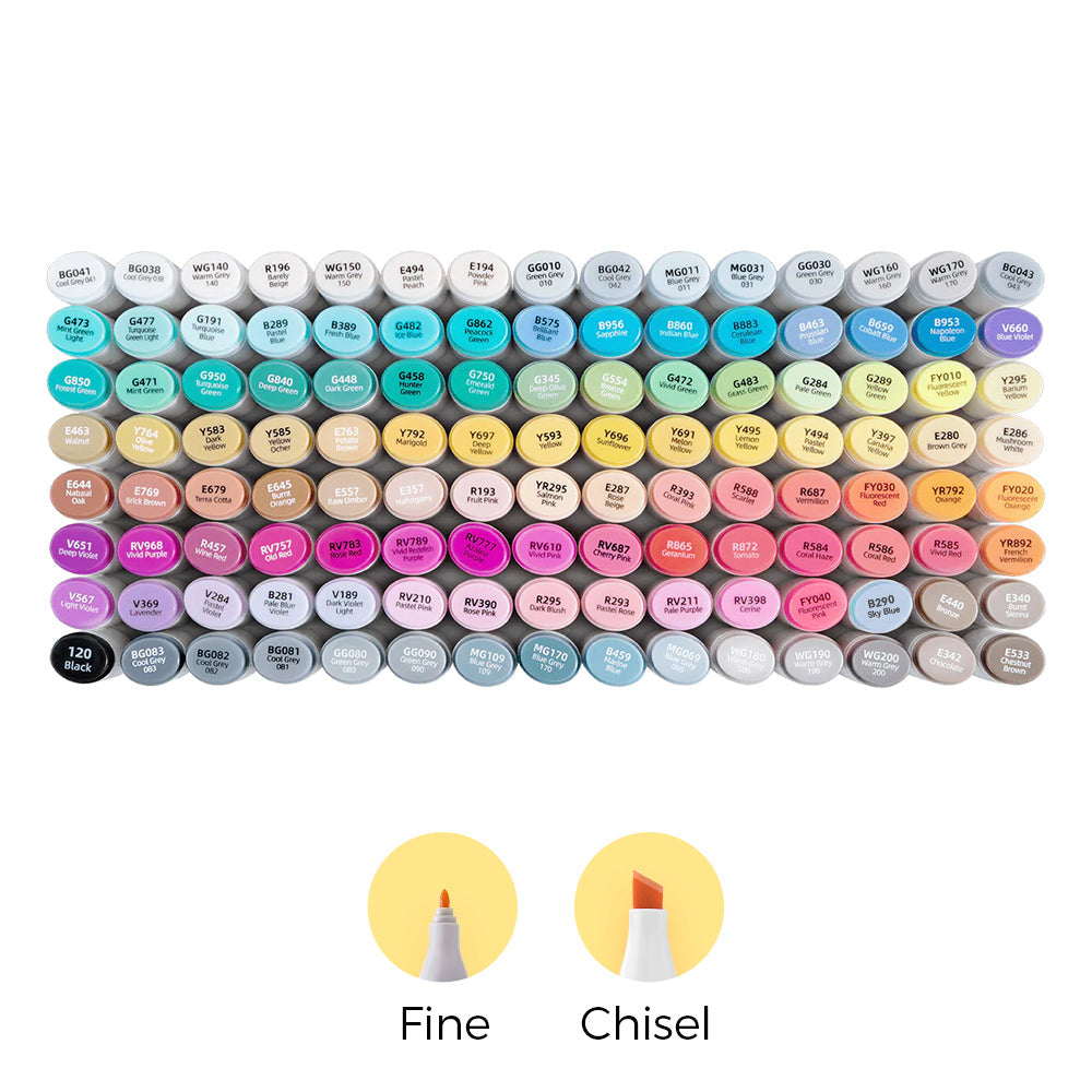 Ohuhu Oahu 120 Colors Dual Tips Alcohol Art Markers,Fine & Chisel (Europe Only)