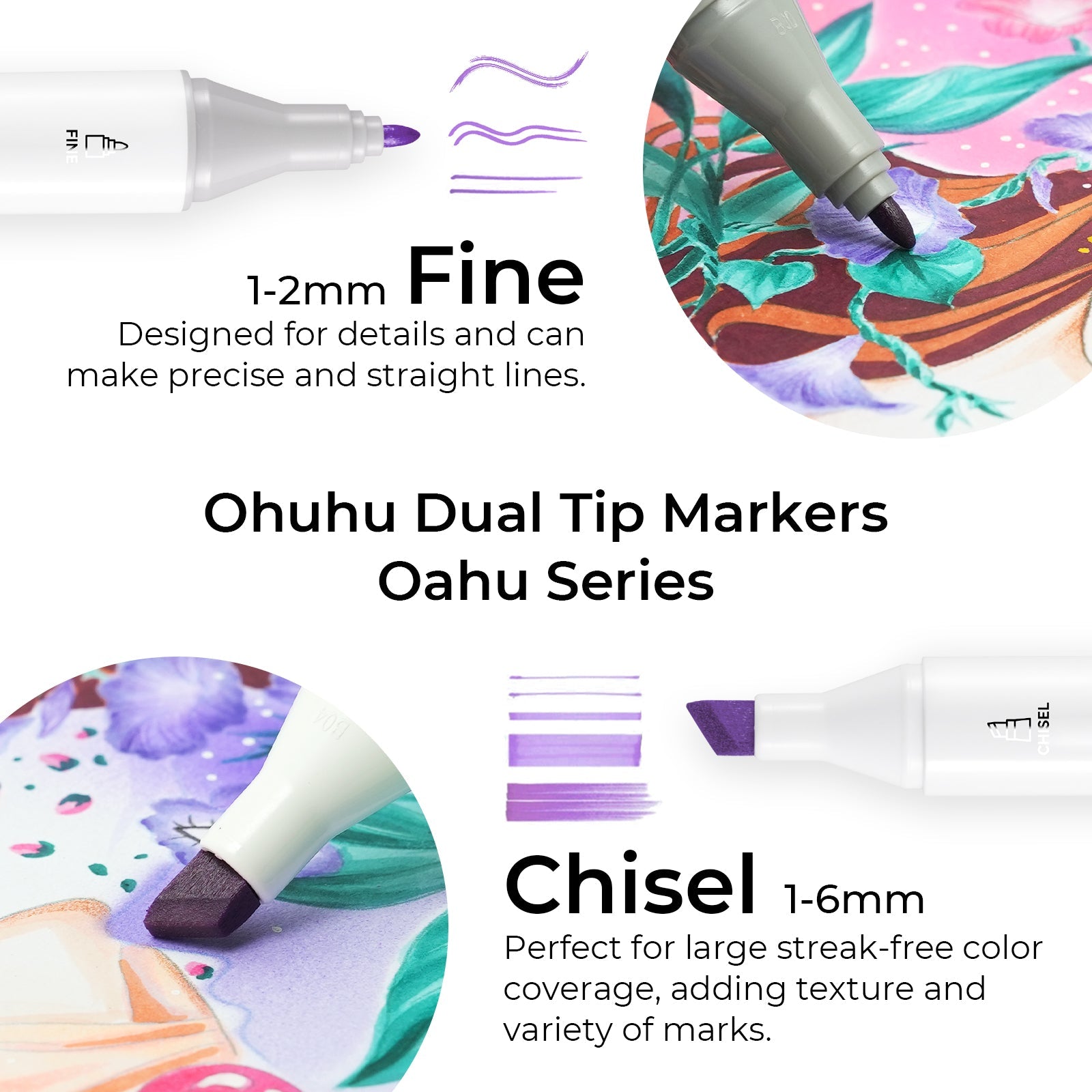 Ohuhu Oahu 200 Colors Dual Tips Alcohol Art Markers, Fine & Chisel (Canada Domestic Shipping)