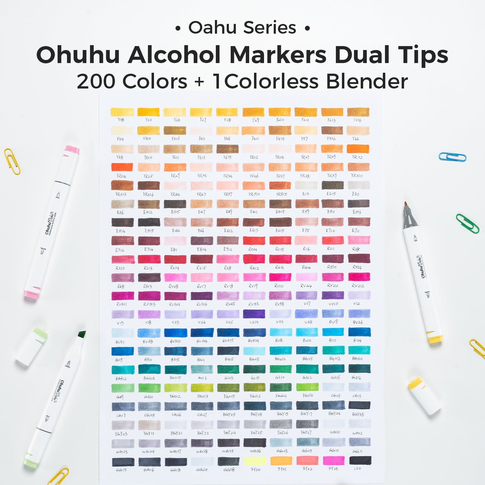 Ohuhu Oahu 200 Colors Dual Tips Alcohol Art Markers,Fine & Chisel (Europe Only)