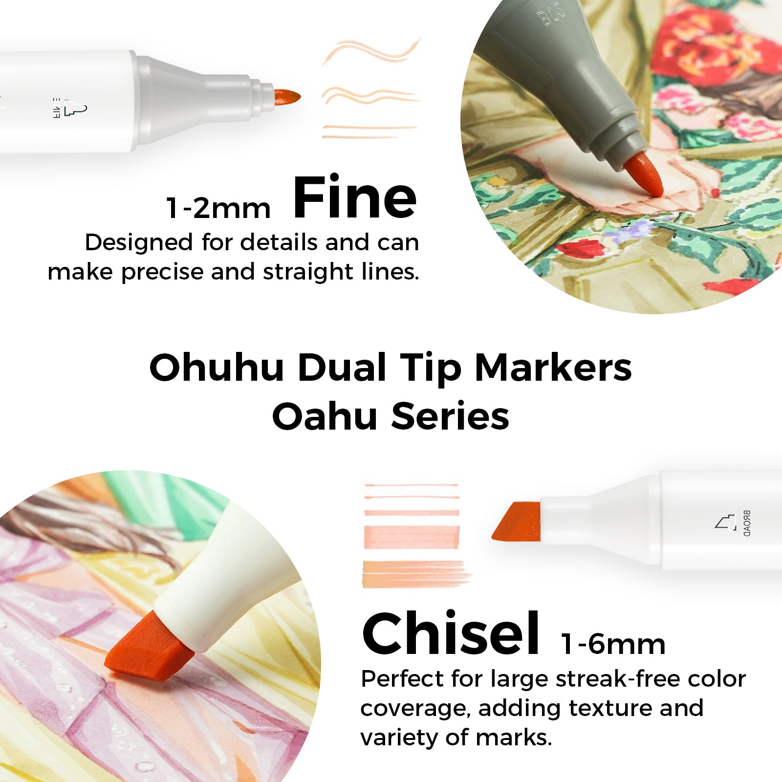 Ohuhu Oahu 36 Skin Tone Colors Dual Tips Alcohol Art Markers, Fine & Chisel (Brazil Domestic Shipping)