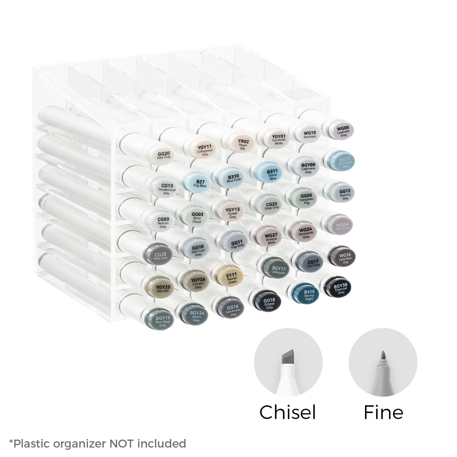 Ohuhu Oahu 36 Gray Tone Colors Dual Tips Alcohol Art Markers Set, Fine & Chisel (Ships from Asia Warehouse)