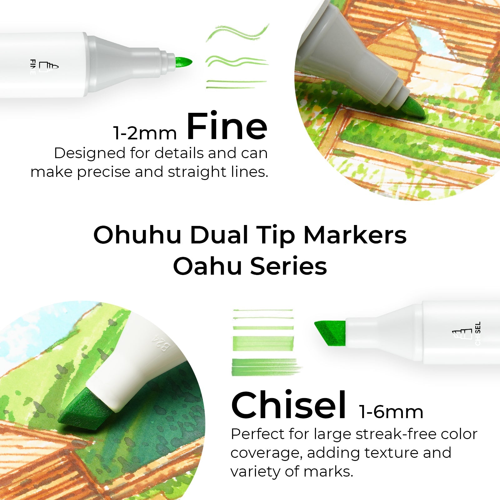 Ohuhu Oahu 80 Colors Dual Tips Alcohol Art Markers, Fine & Chisel (Ships from Asia Warehouse)