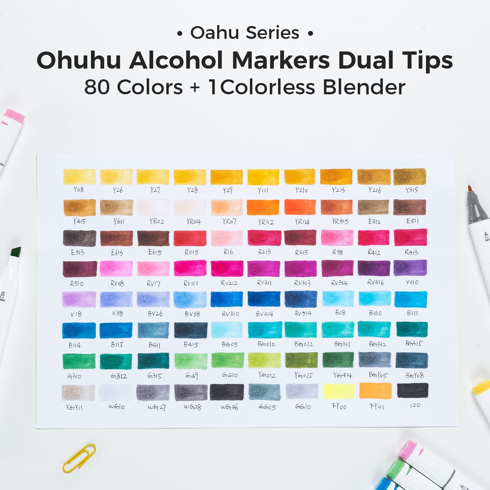 Ohuhu Oahu 80 Colors Dual Tips Alcohol Art Markers, Fine & Chisel (Ships from Asia Warehouse)