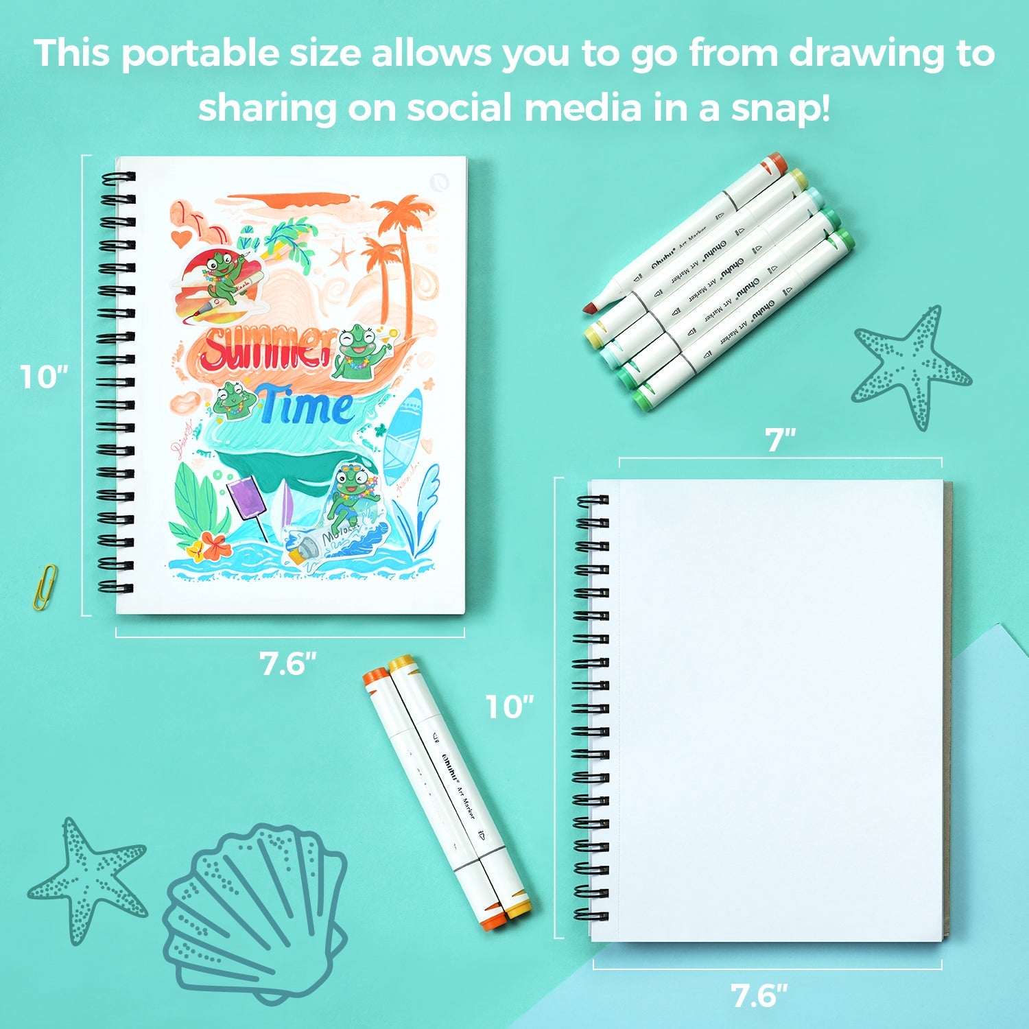 Ohuhu Bleedproof Double-Sided Marker Pad, Spiral-Bound