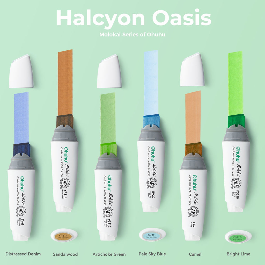 Ohuhu Molokai Four Tones Extra-wide Tip Alcohol Art Markers(Ships from Asia Warehouse)