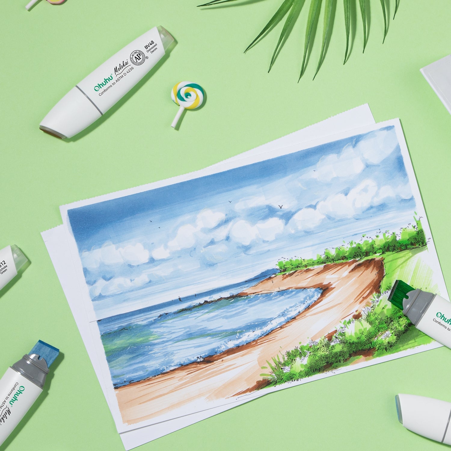 Ohuhu Molokai Four Tones Extra-wide Tip Alcohol Art Markers (Europe Only)