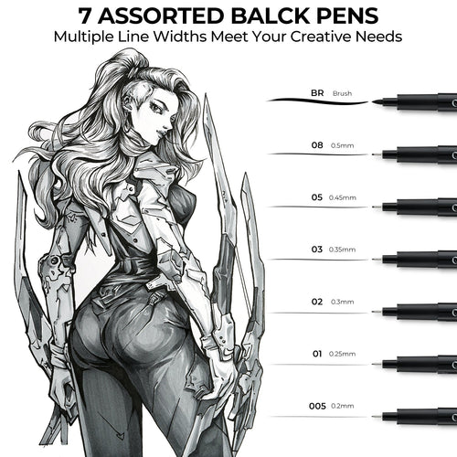 Ohuhu Hana Highway Fineliner Drawing Pens,18 Pack