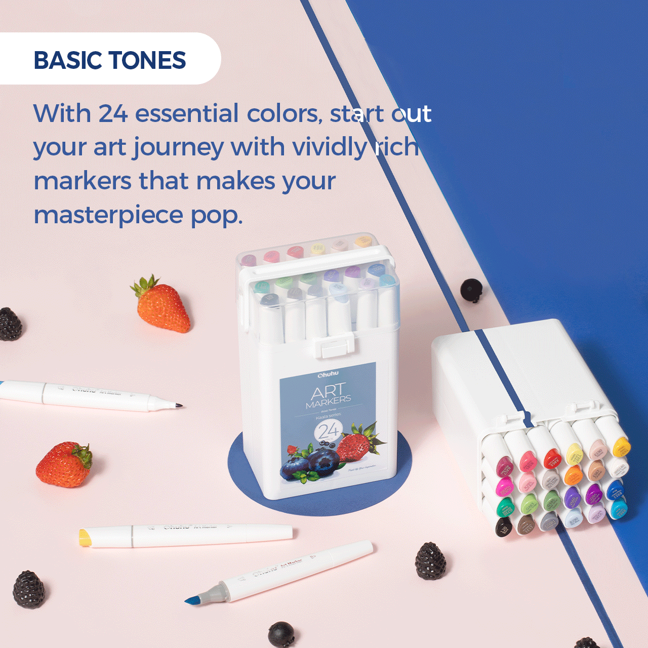 Ohuhu Kaala Five Tones Slim Broad and Fine Dual Tips Alcohol Art Markers