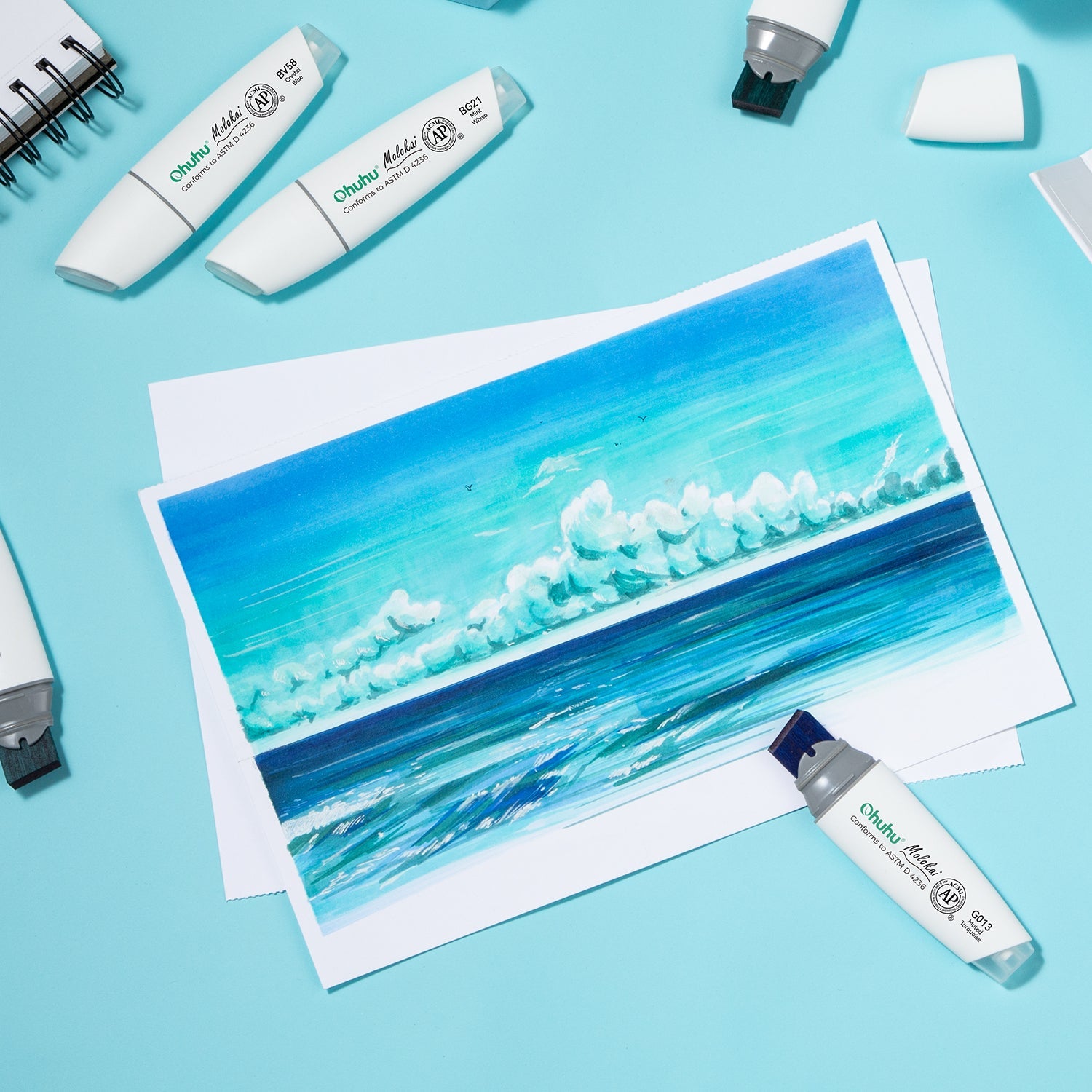 Ohuhu Molokai Four Tones Extra-wide Tip Alcohol Art Markers(Ships from Asia Warehouse)