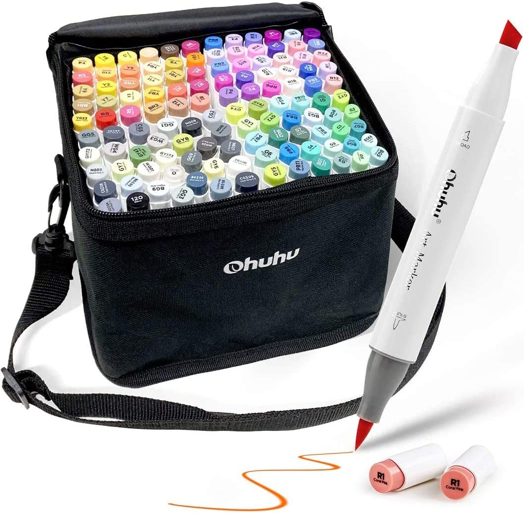 Ohuhu Honolulu 120 Colors Dual Tips Alcohol Art Markers (New Color Codes)