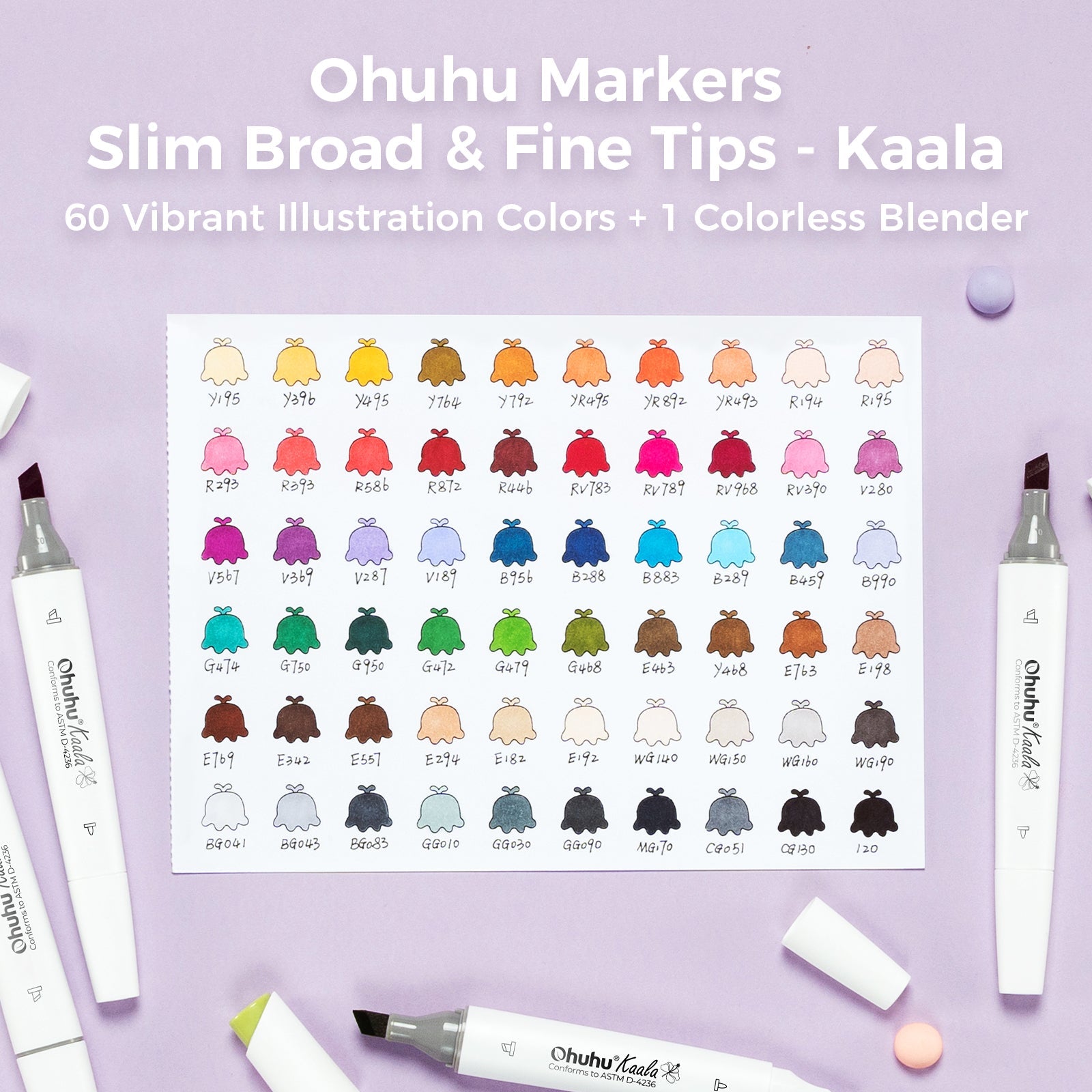Ohuhu Kaala Four Tones Slim Broad and Fine Dual Tips Alcohol Art Markers (Canada Domestic Shipping)