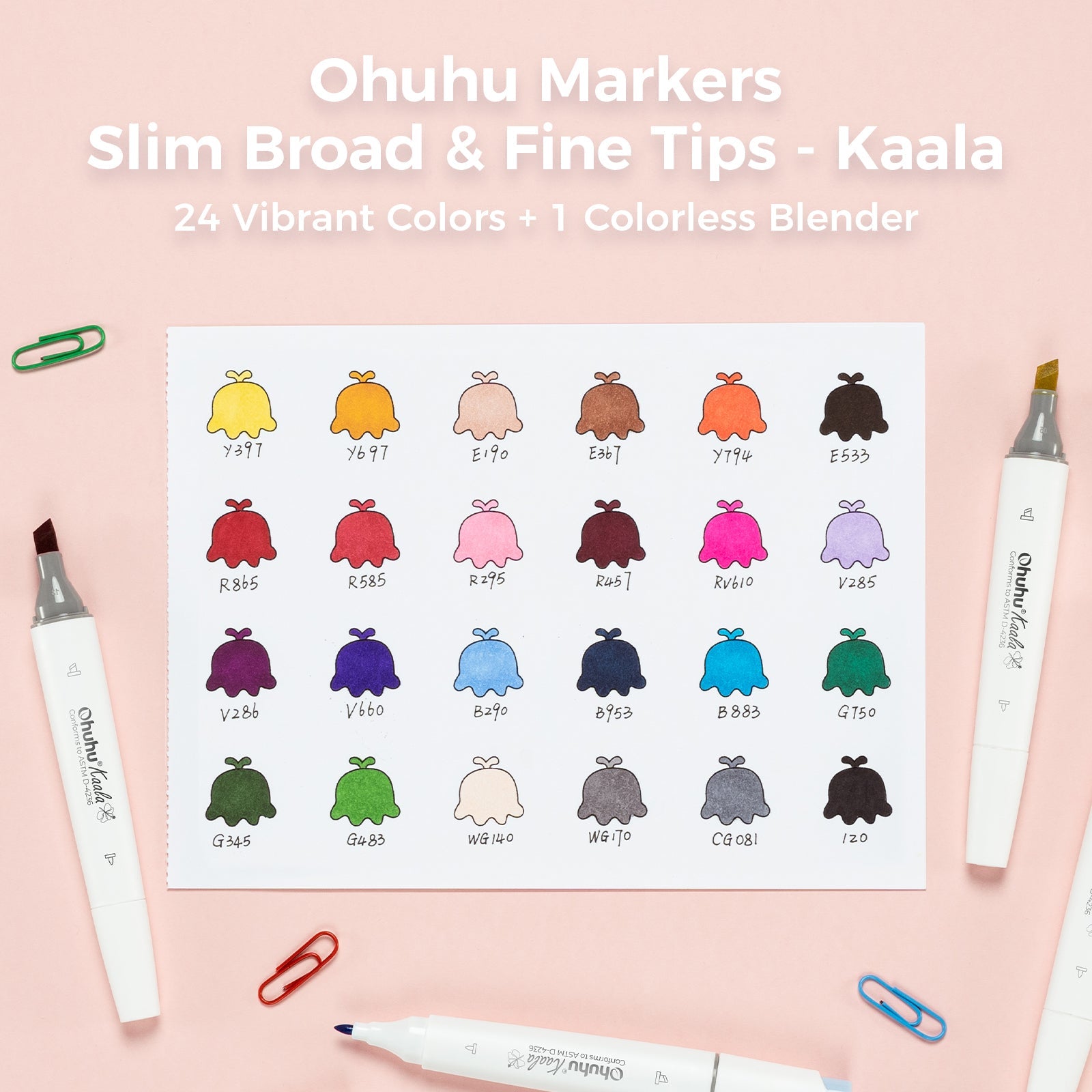 Ohuhu Kaala Four Tones Slim Broad and Fine Dual Tips Alcohol Art Markers (Canada Domestic Shipping)