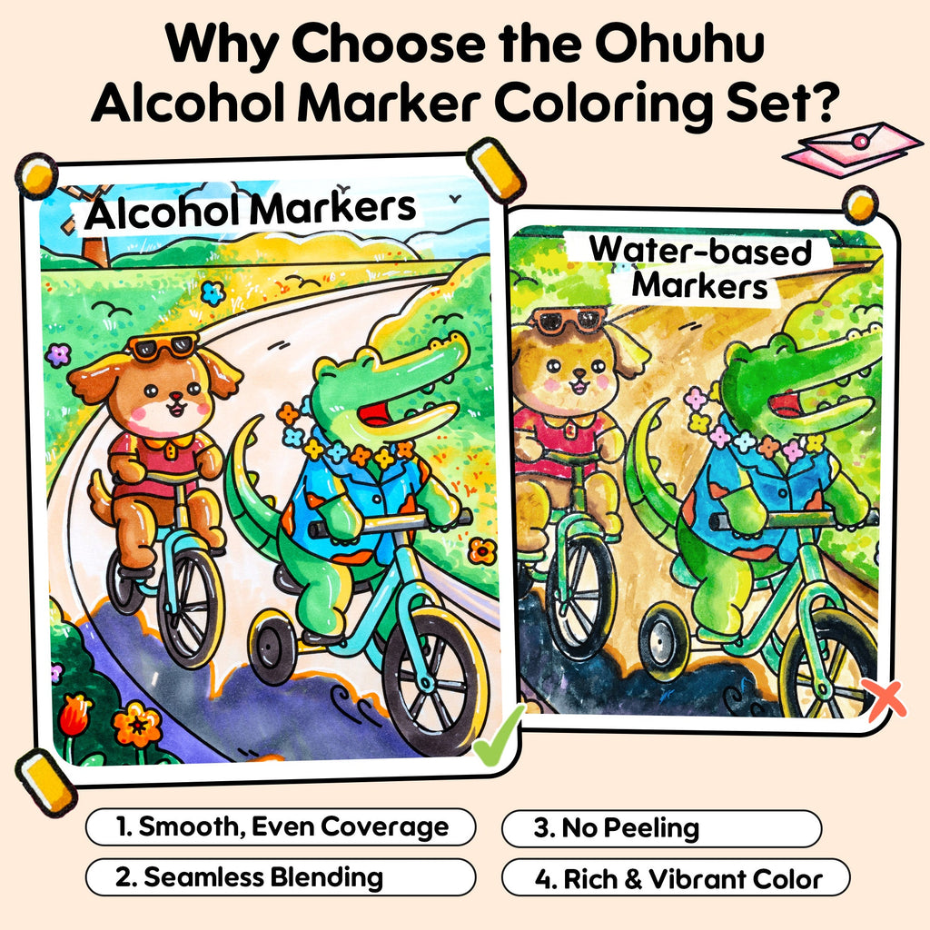 Ohuhu Honolulu B 48 Colors Alcohol Markers with Coloring Book