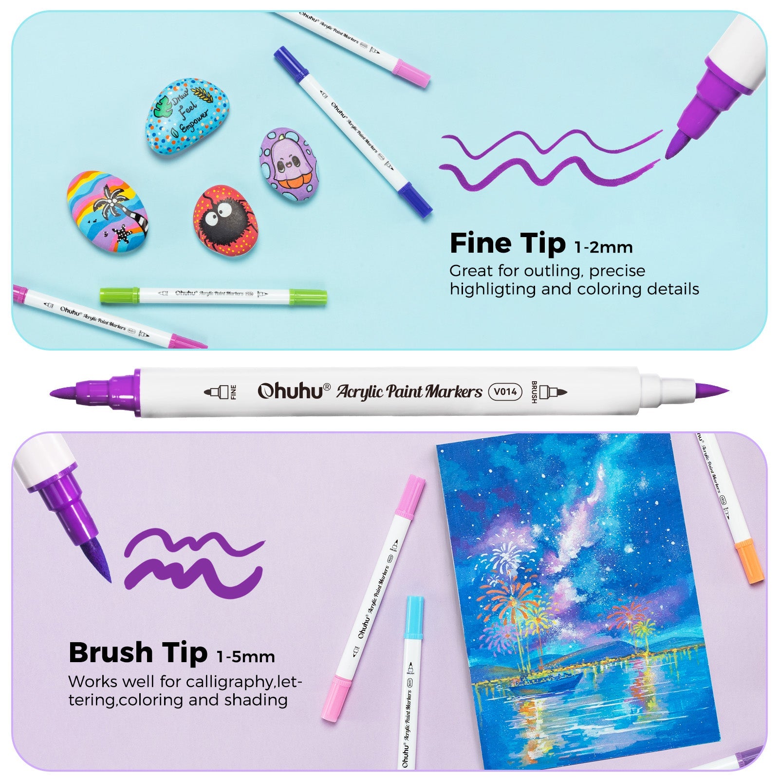 Ohuhu Acrylic Paint Markers Cotton-core 36 Colors - Akaka