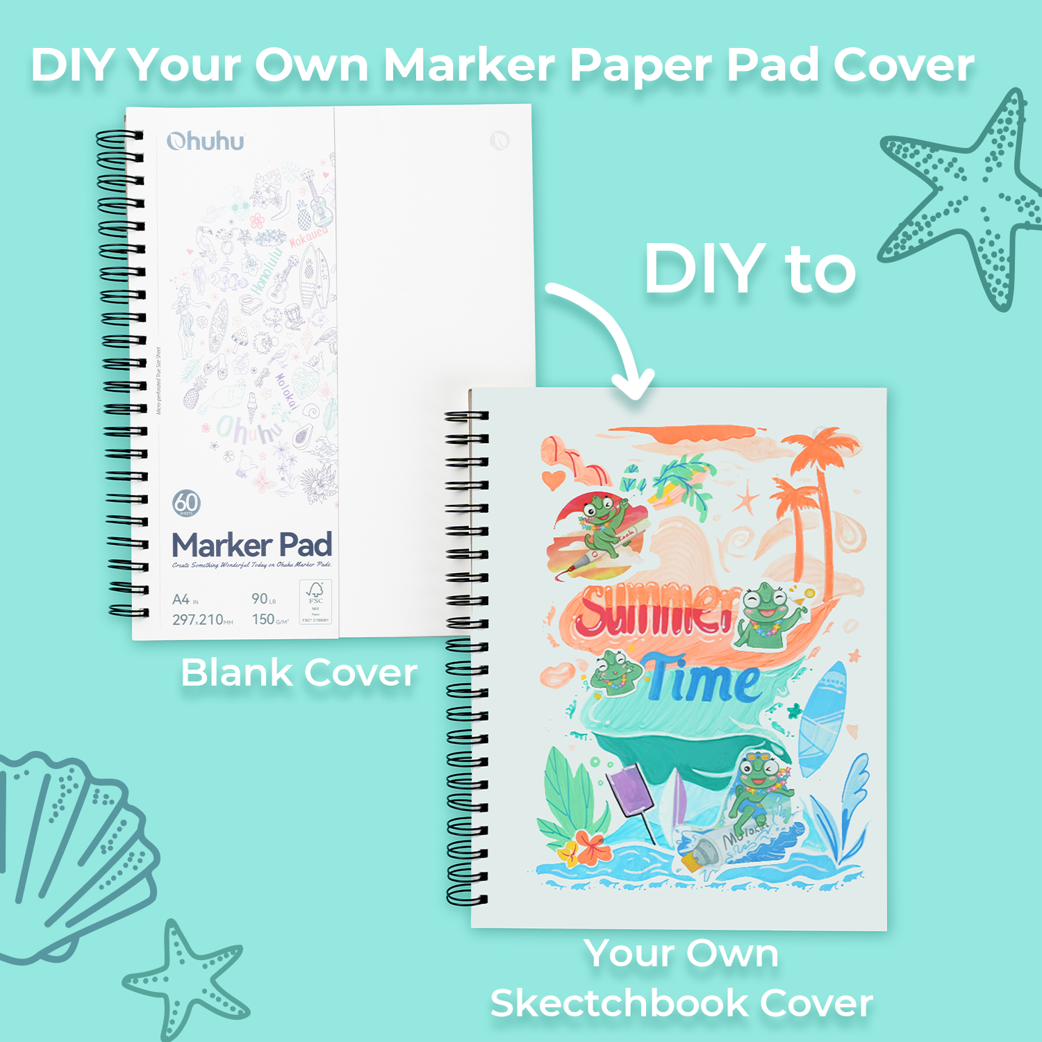 Ohuhu Bleedproof Double-Sided Marker Pad, Spiral-Bound