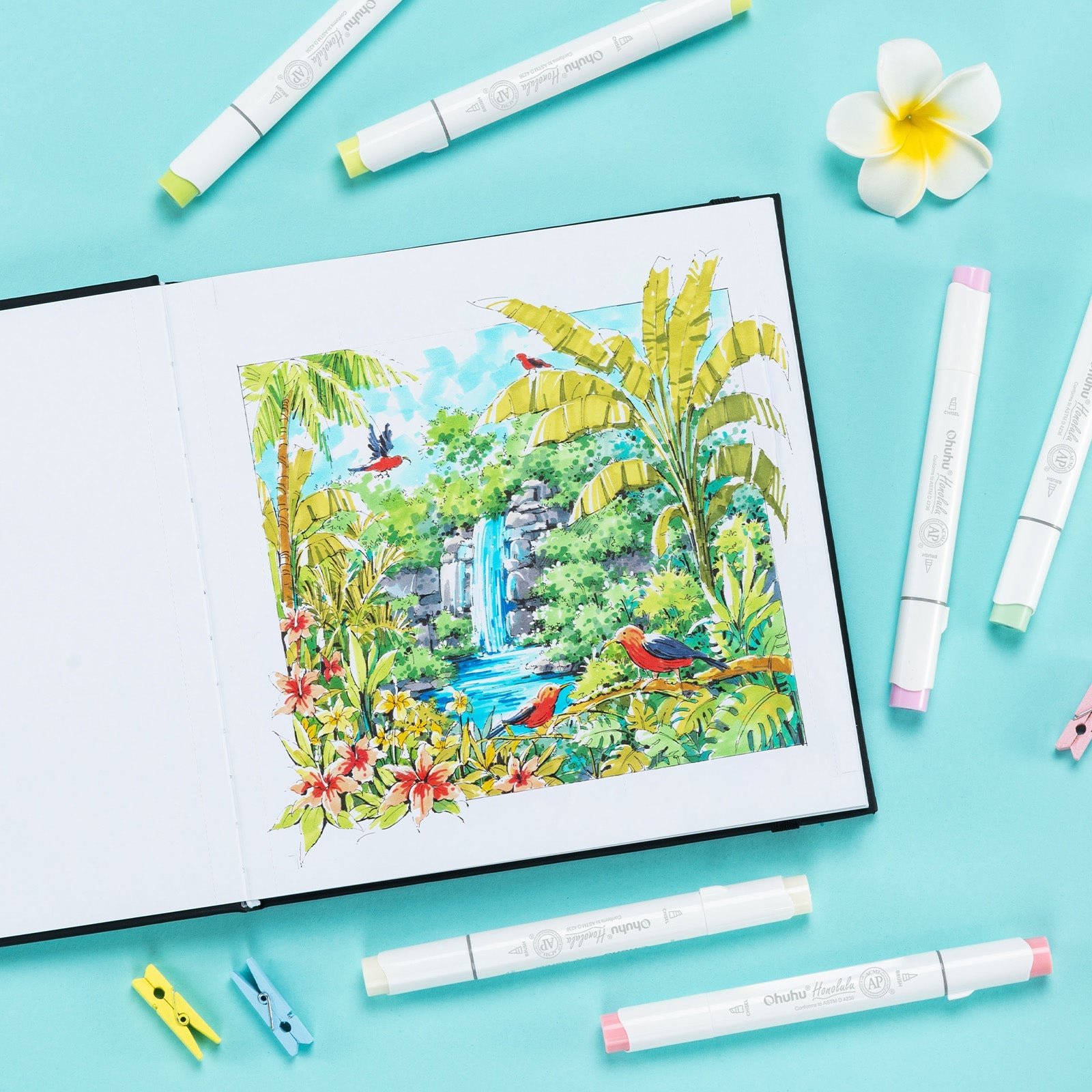 Ohuhu Bleedproof Double-Sided Marker Pad with PU Cover