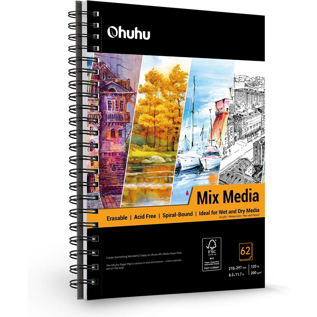 Ohuhu Spiral-Bound Mix Media Pad for Multiple Techniques (Mexico Domestic Shipping)