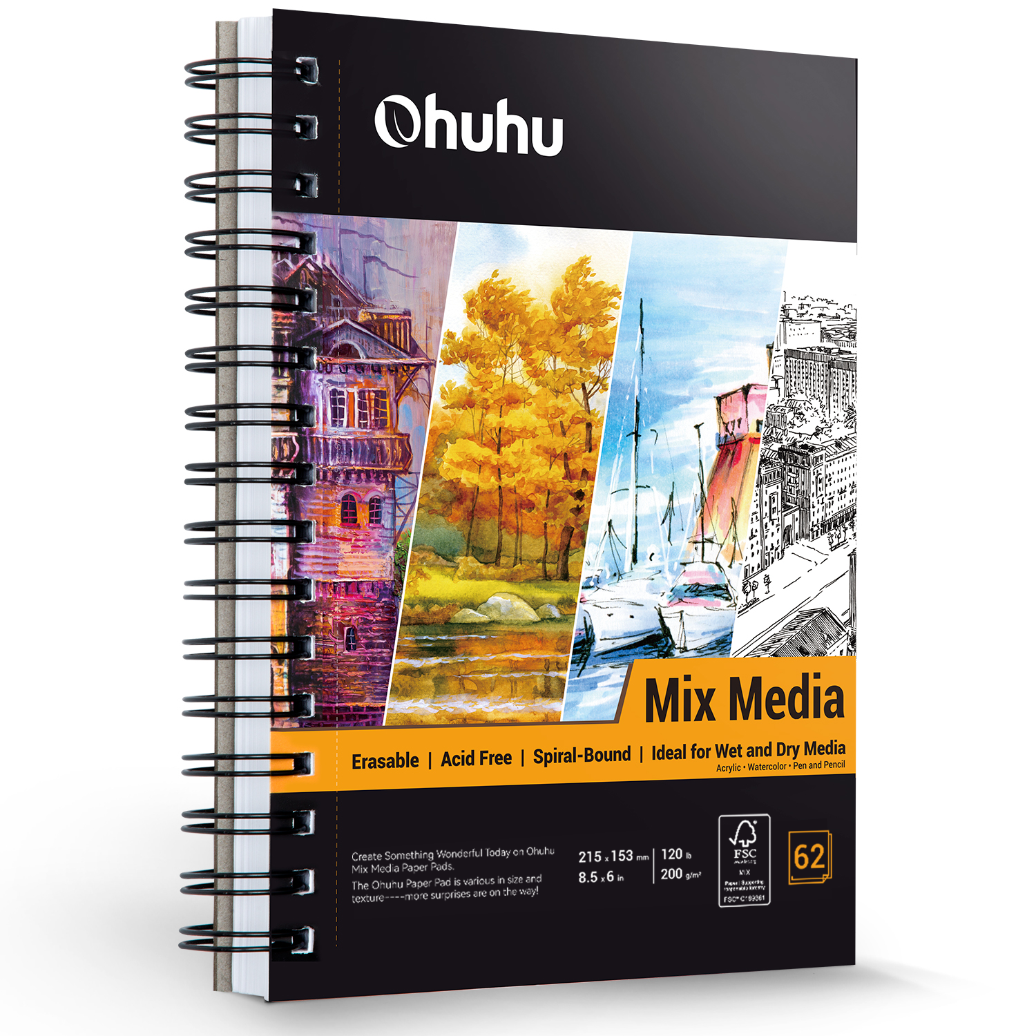 Ohuhu Spiral-Bound Mix Media Pad for Multiple Techniques (Canada Domestic Shipping)