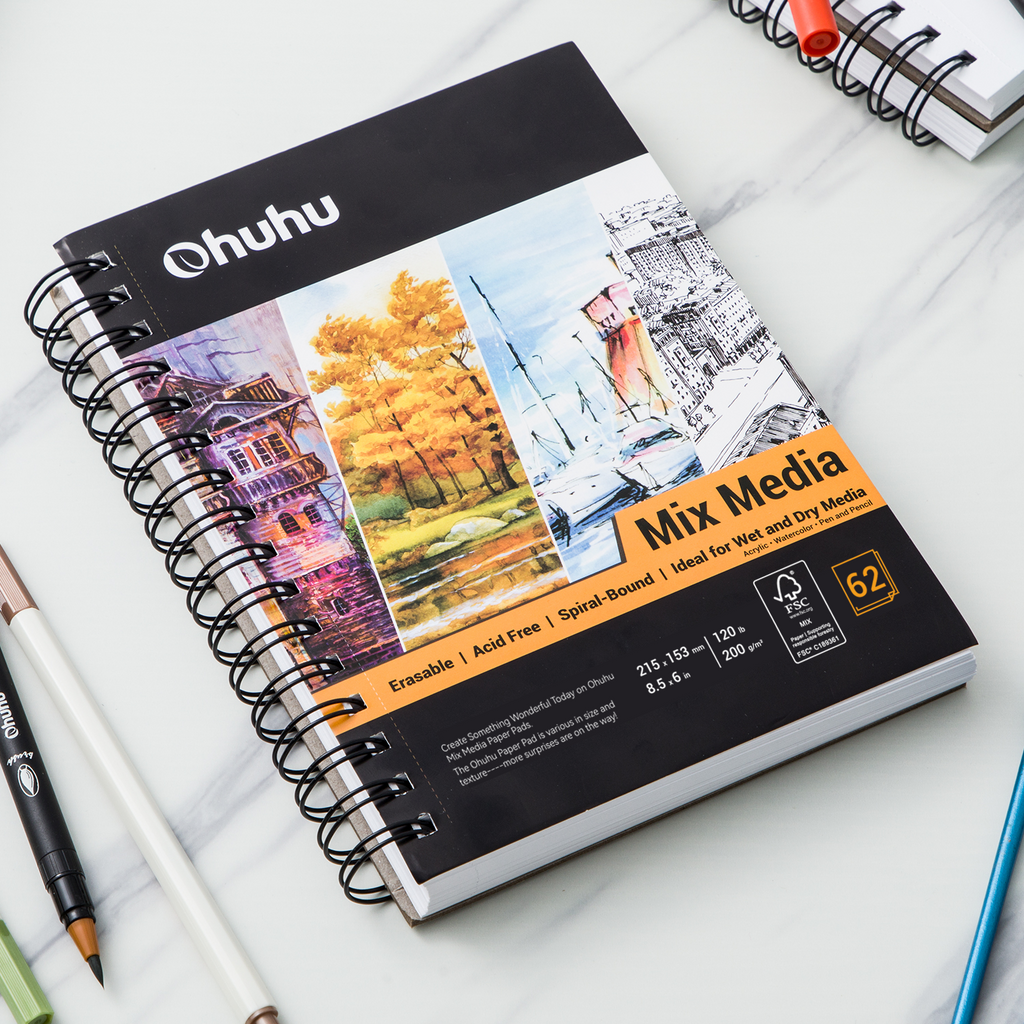 Ohuhu Spiral-Bound Mix Media Pad for Multiple Techniques (Canada Domestic Shipping)