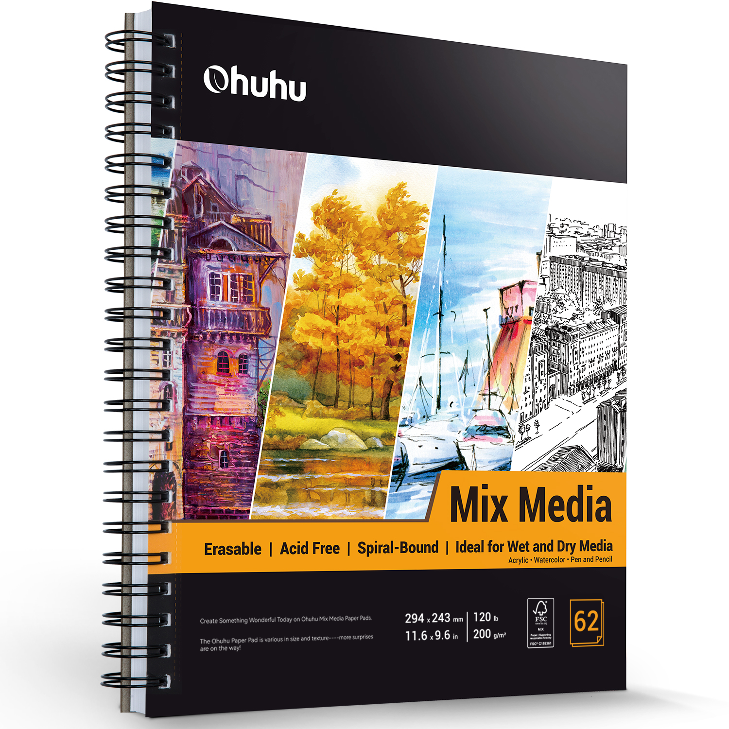 Ohuhu Spiral-Bound Mix Media Pad for Multiple Techniques (Australia Domestic Shipping)