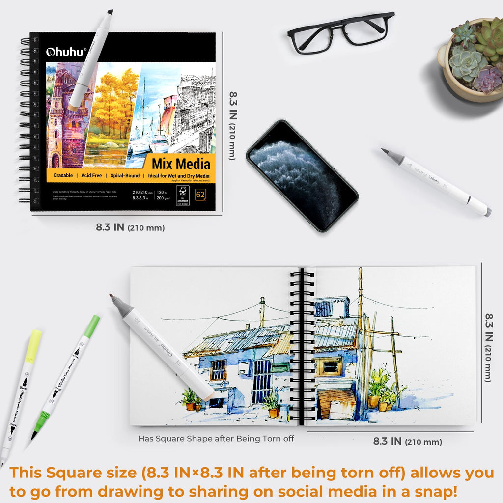 Ohuhu Spiral-Bound Mix Media Pad for Multiple Techniques
