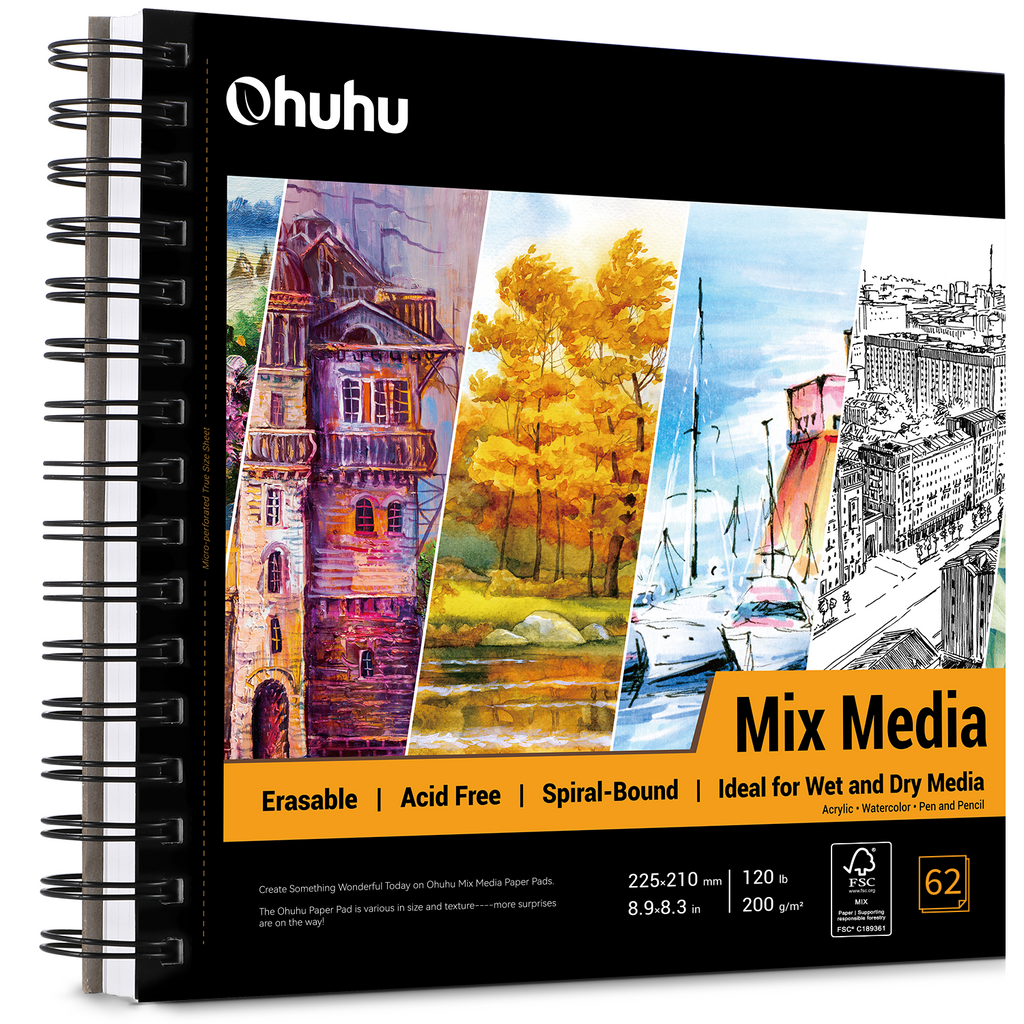 Ohuhu Spiral-Bound Mix Media Pad for Multiple Techniques (Mexico Domestic Shipping)