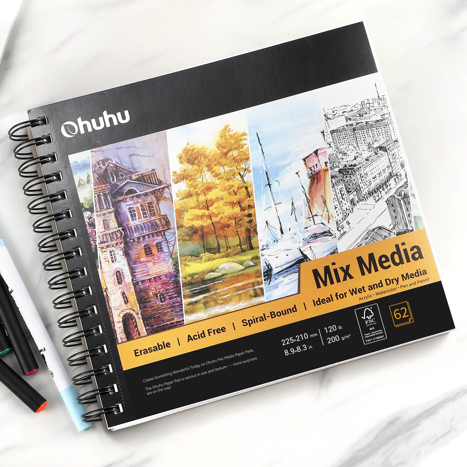Ohuhu Spiral-Bound Mix Media Pad for Multiple Techniques (Australia Domestic Shipping)