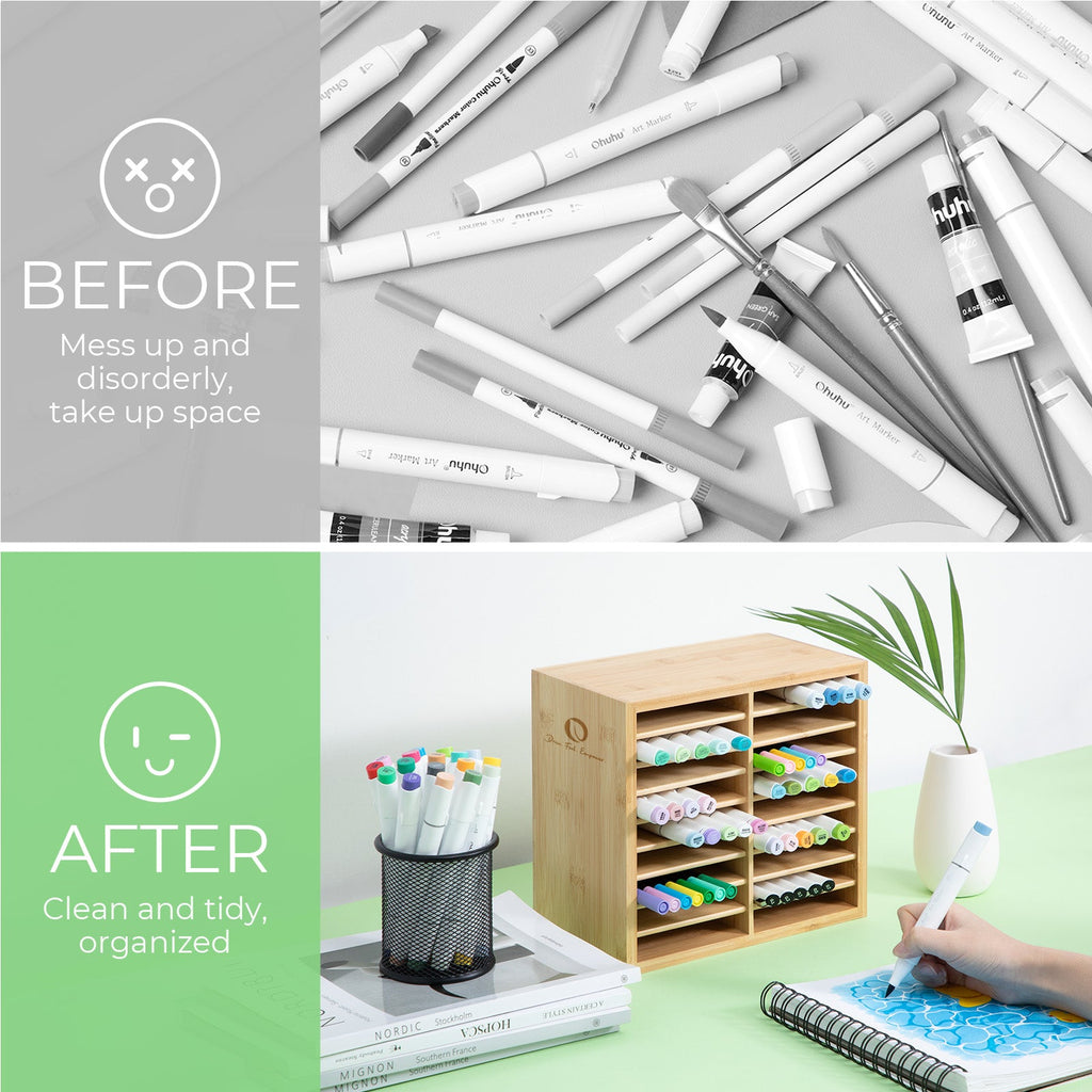 Ohuhu Bamboo Marker Organizer (Brazil Domestic Shipping)