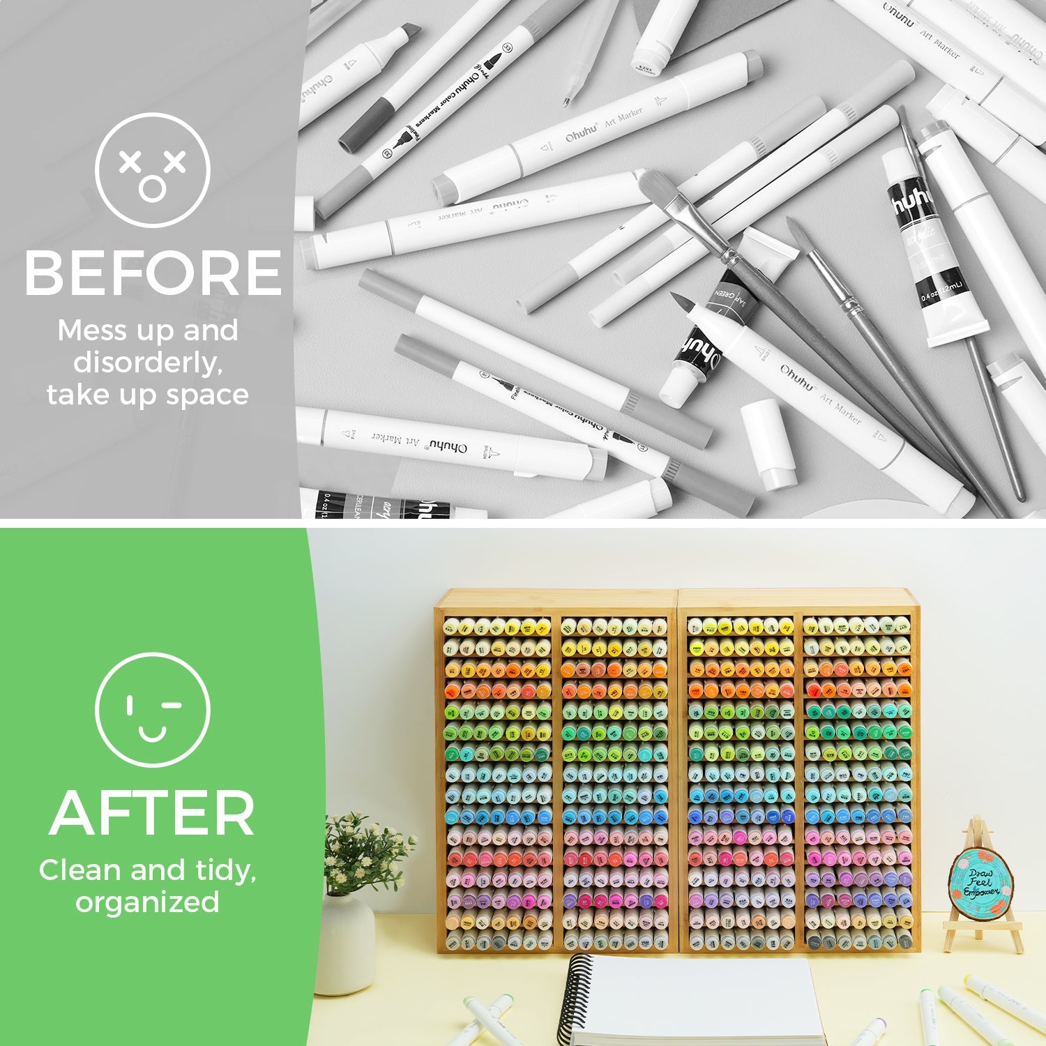 Ohuhu Bamboo Marker Organizer (Brazil Domestic Shipping)