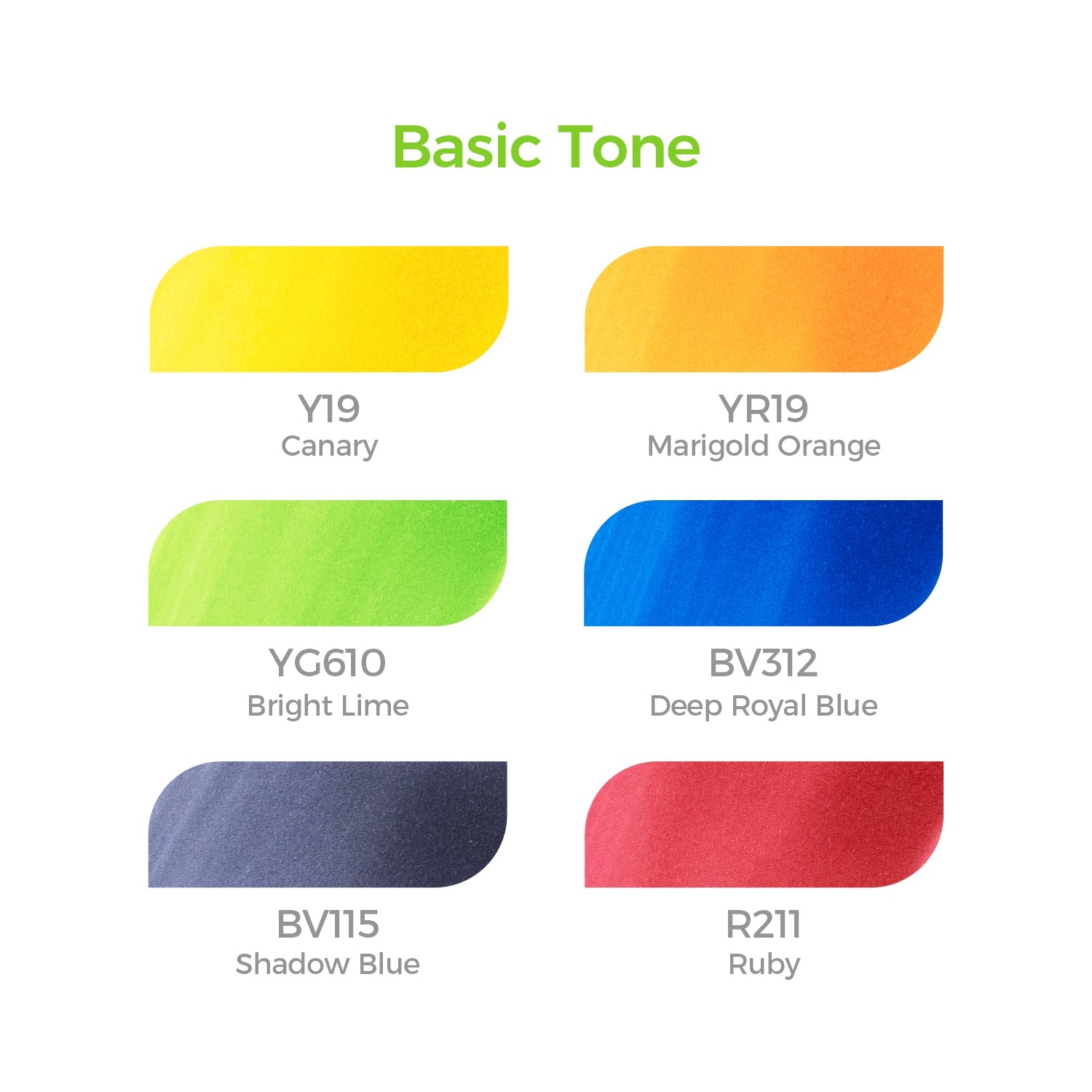 Ohuhu Honolulu 6 Colors Dual Tips Alcohol Art Markers (New Color Codes)