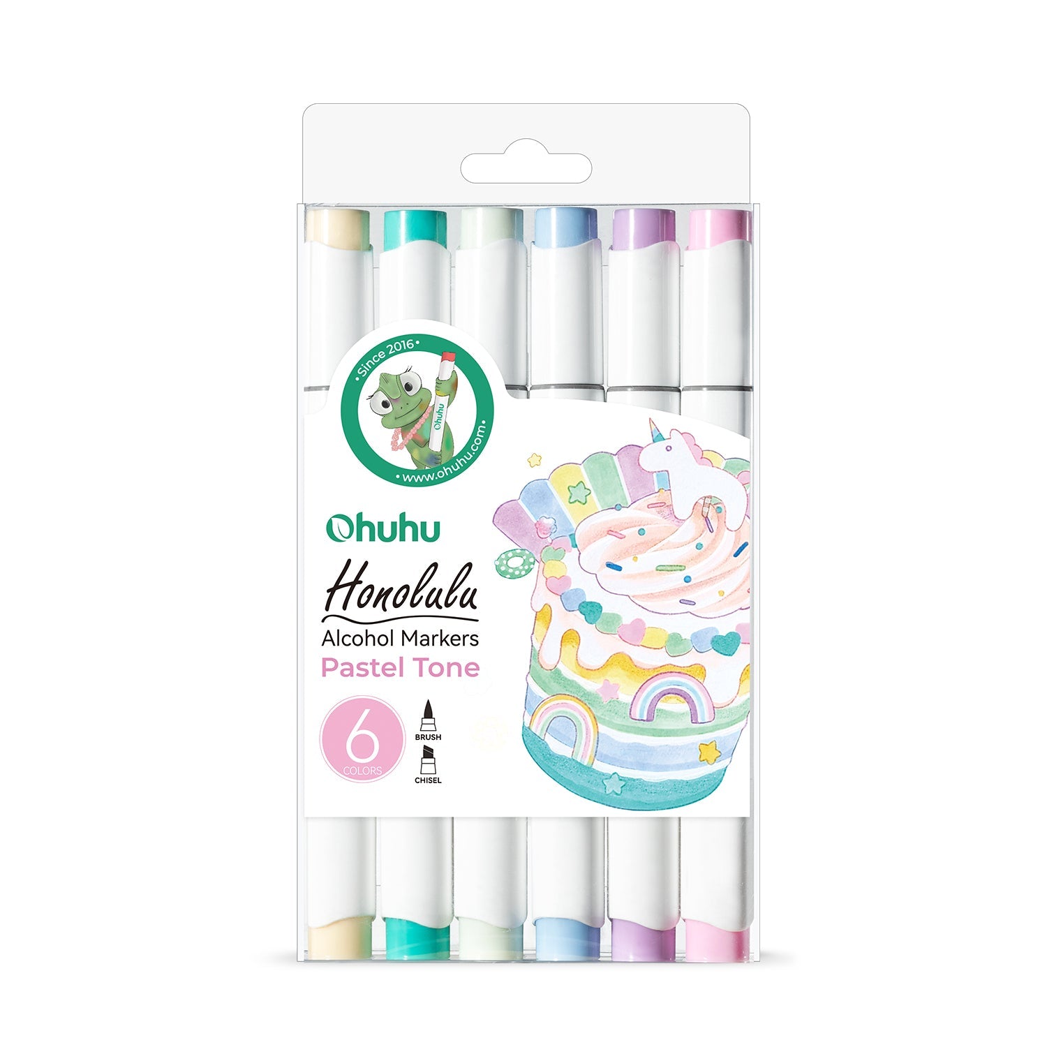 Ohuhu Honolulu 6 Colors Dual Tips Alcohol Art Markers (New Color Codes)