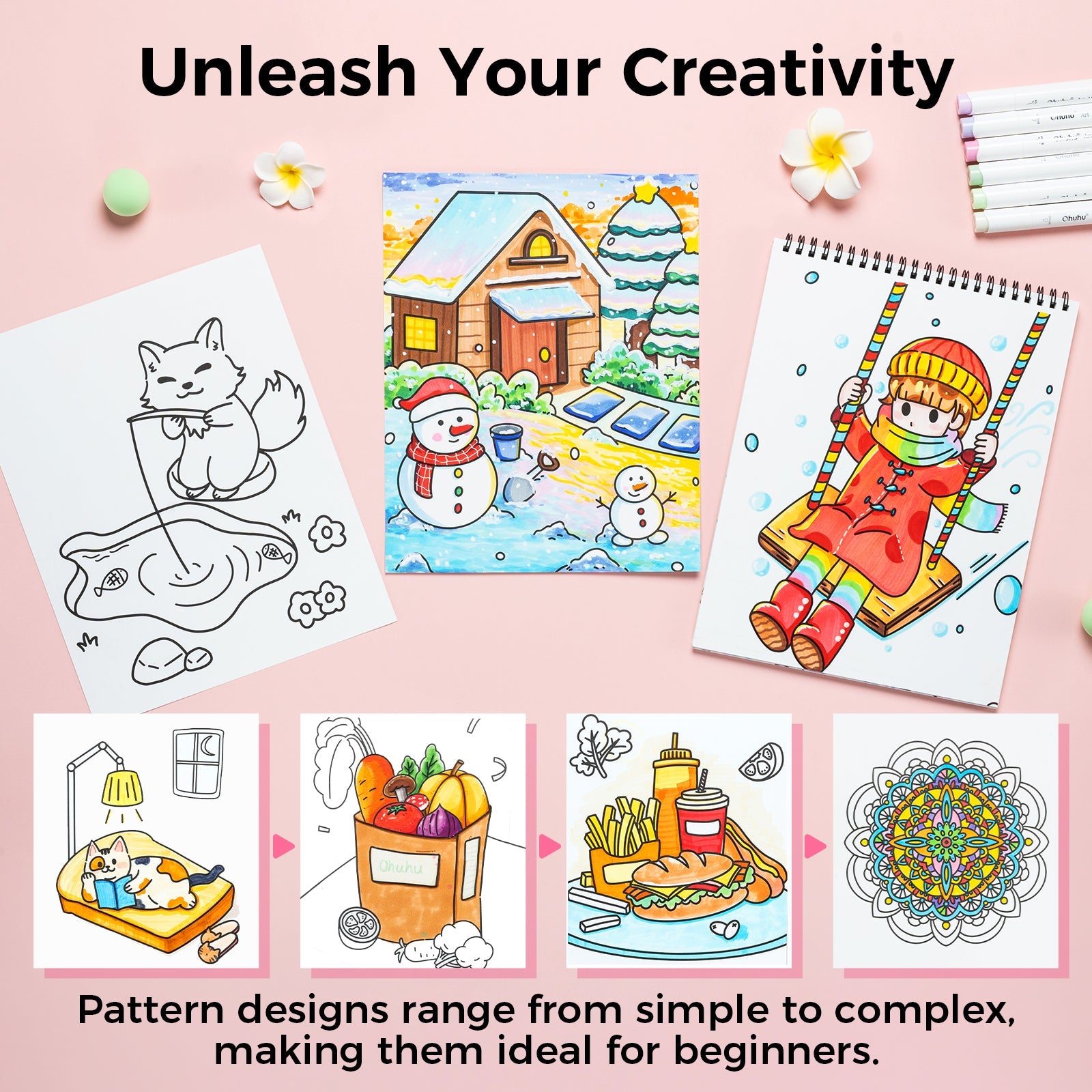 Ohuhu Double-Sided Bleedproof Coloring Book