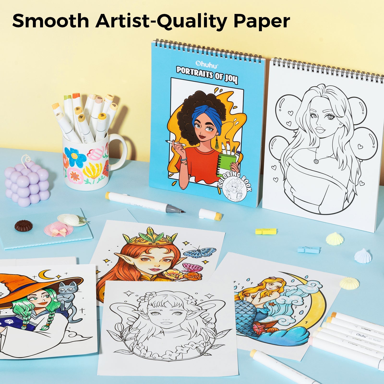Ohuhu Double-Sided Bleedproof Coloring Book