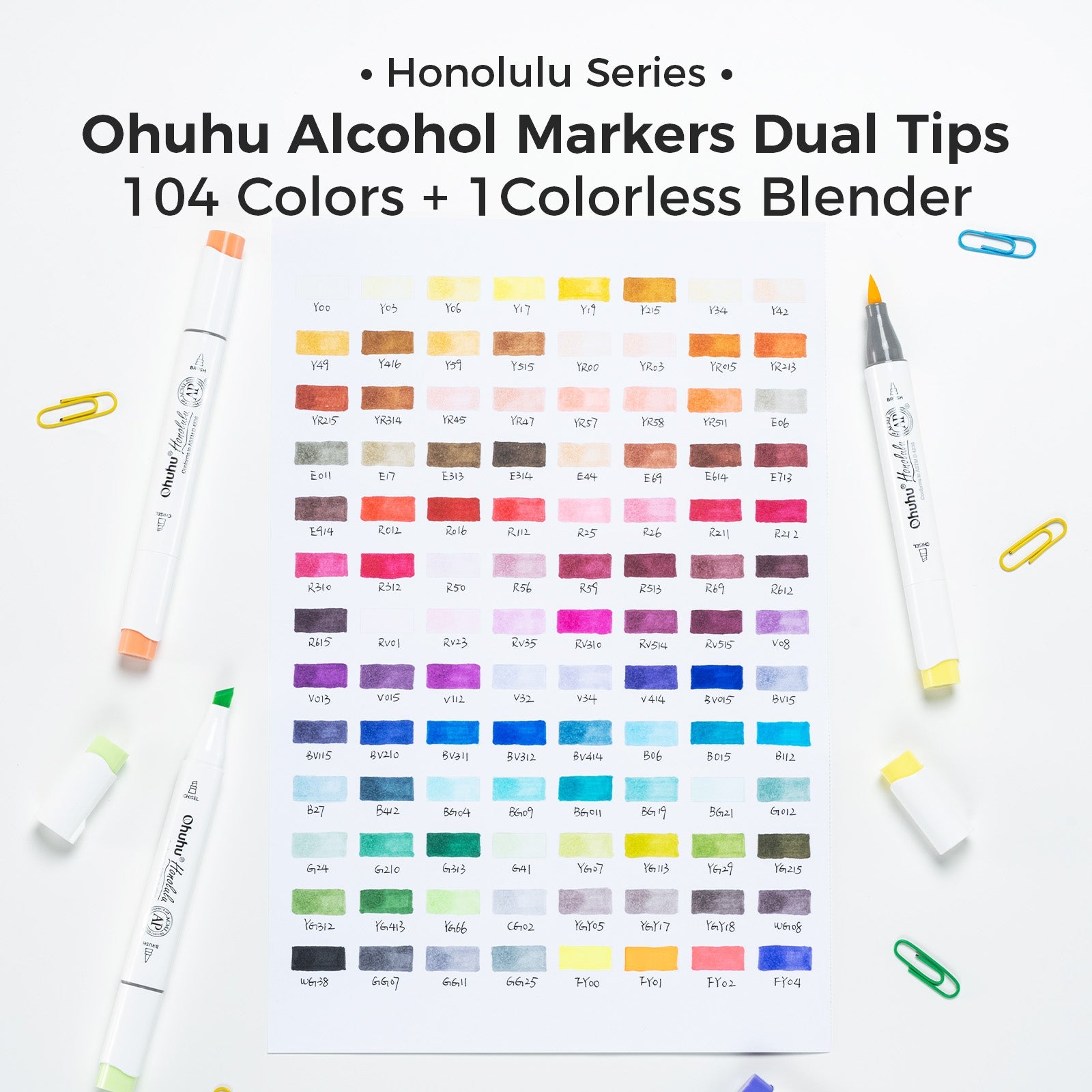 Ohuhu Honolulu 104 Colors Dual Tips Alcohol Art Markers (Ships from Asia Warehouse)