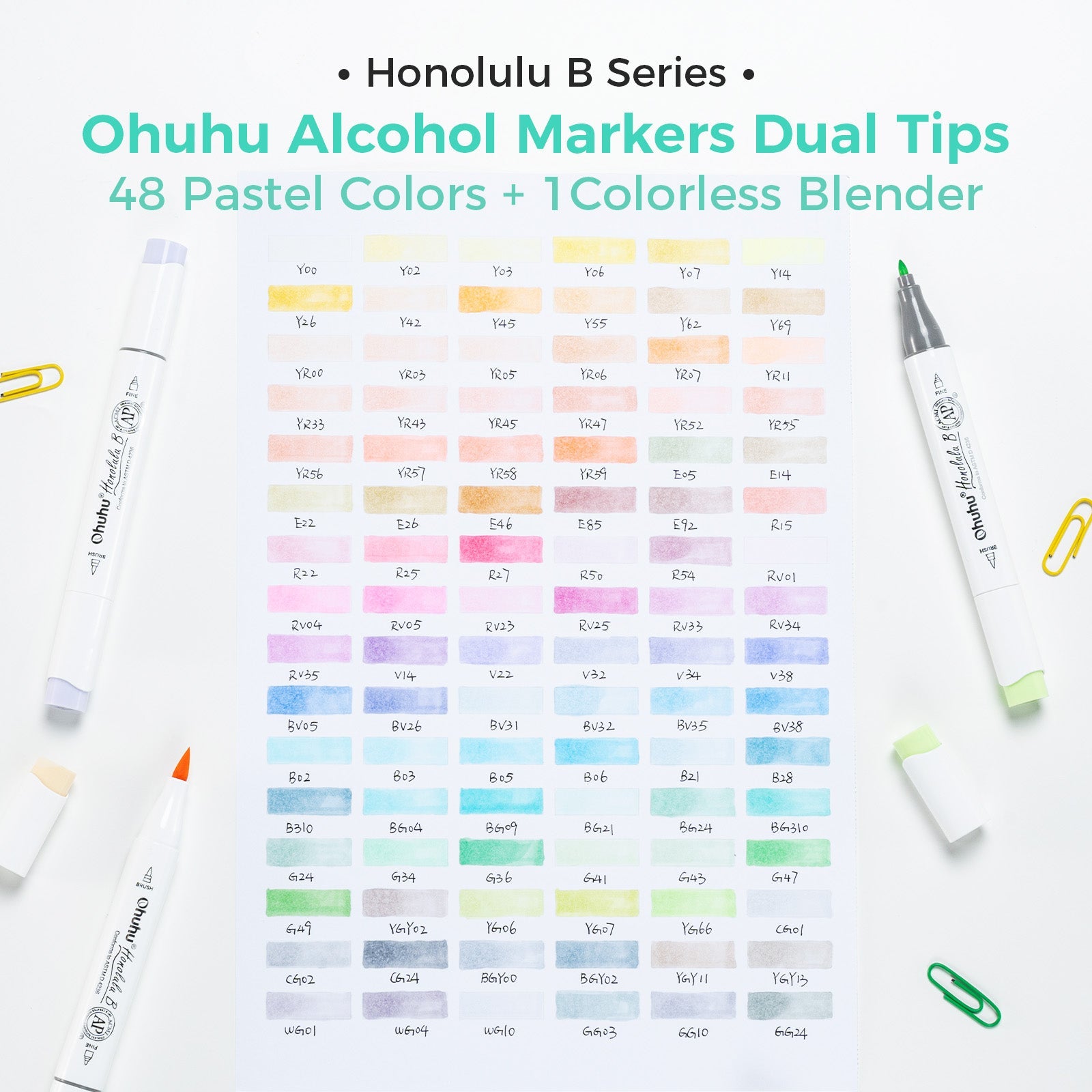 Ohuhu Honolulu 96 Pastel Colors Alcohol Art Markers - Sweetness & Blossoming (Australia Domestic Shipping)